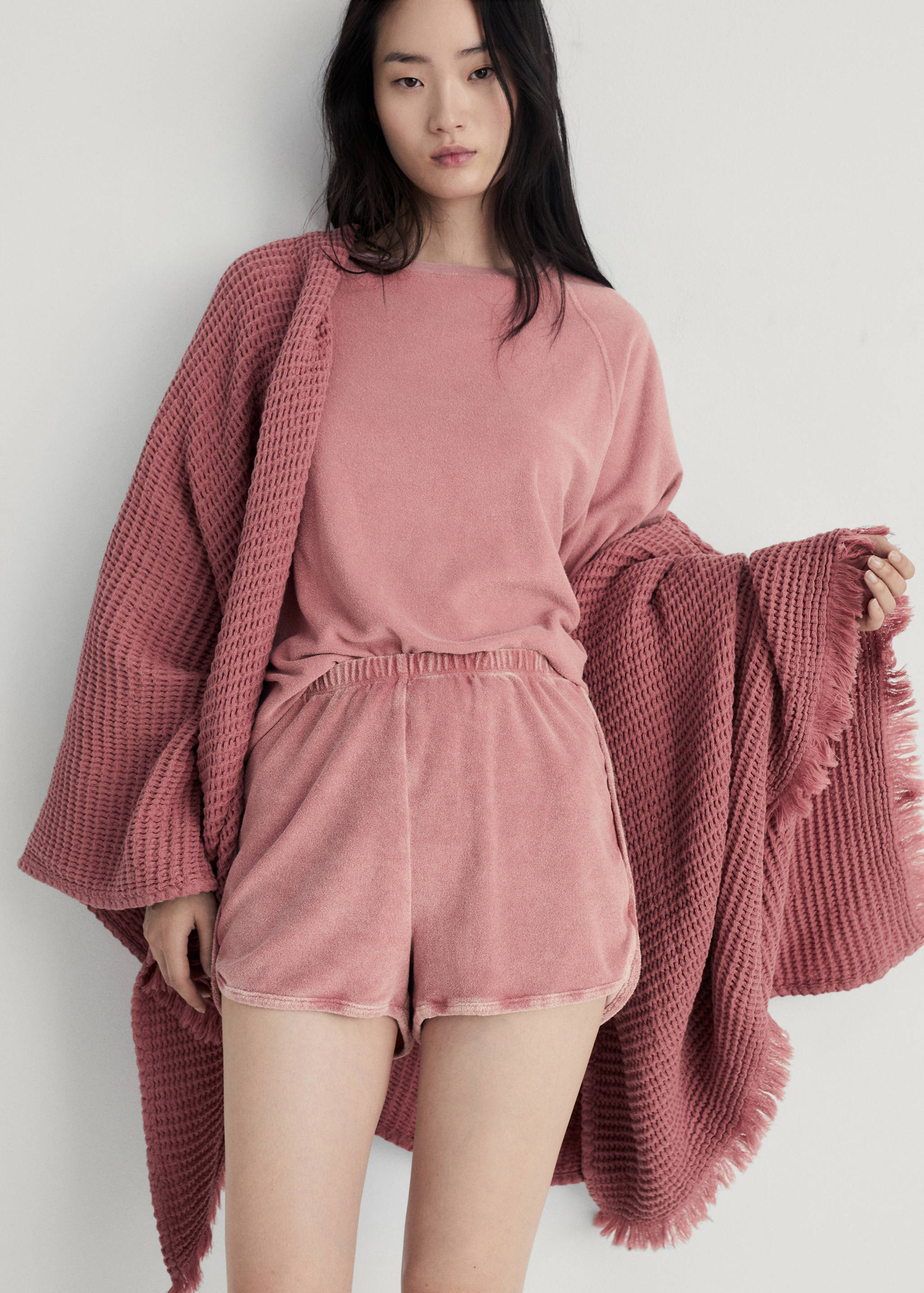 Terry cotton overdyed shorts - Details of the article 1