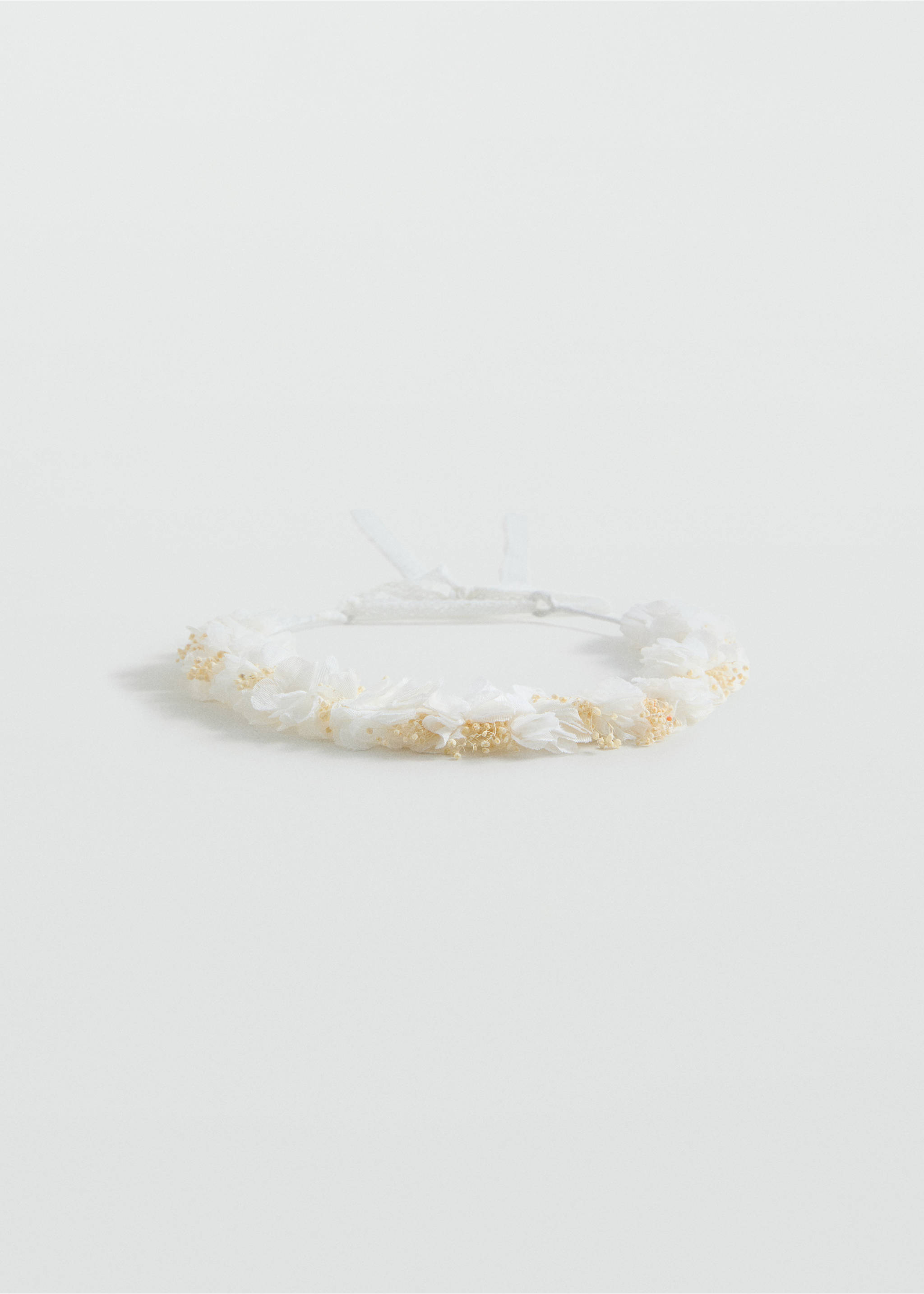 Tie closure flower hairband - Article without model, White. Ref: 87033654-00.