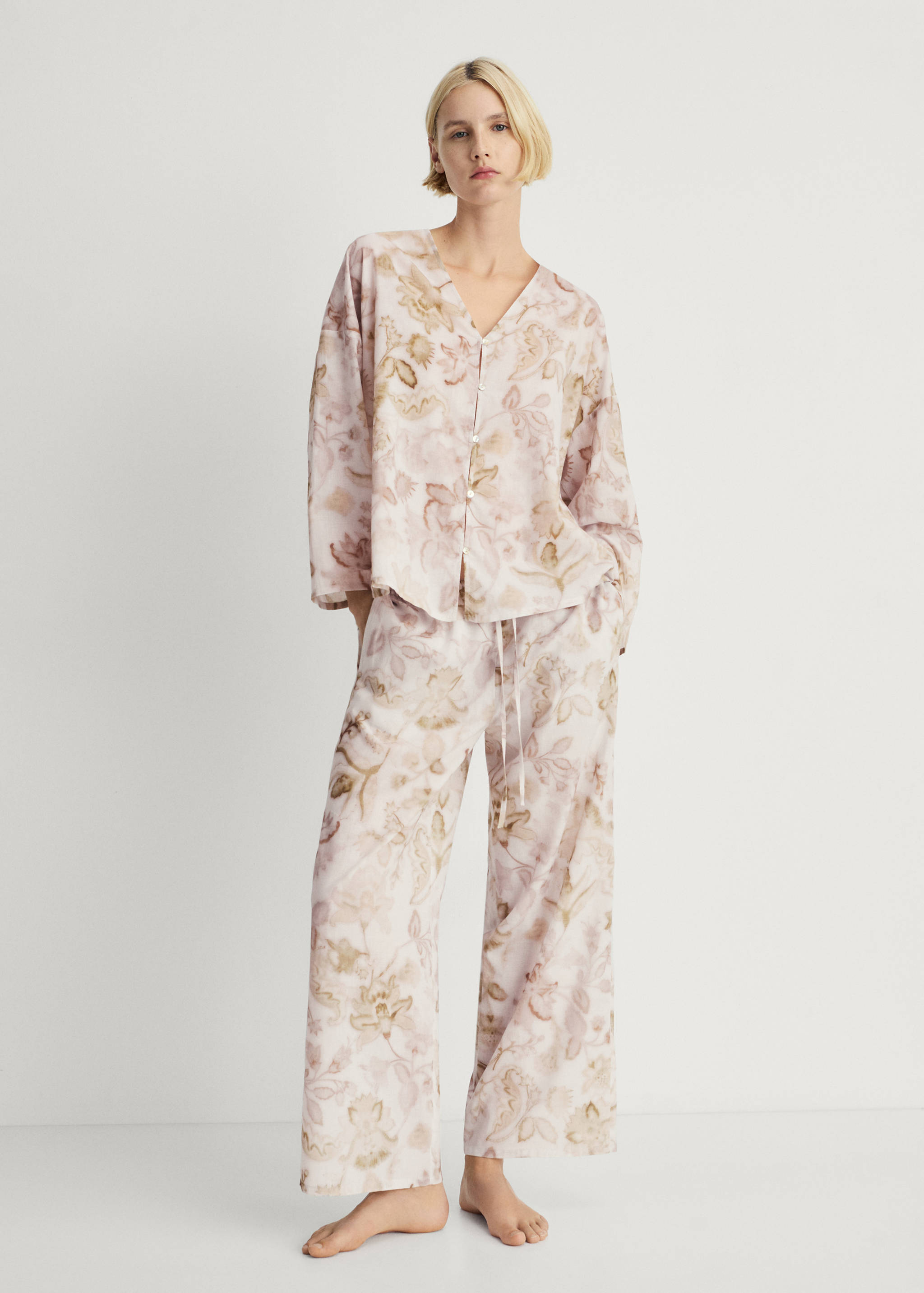 Pajama top with floral detail - General plane
