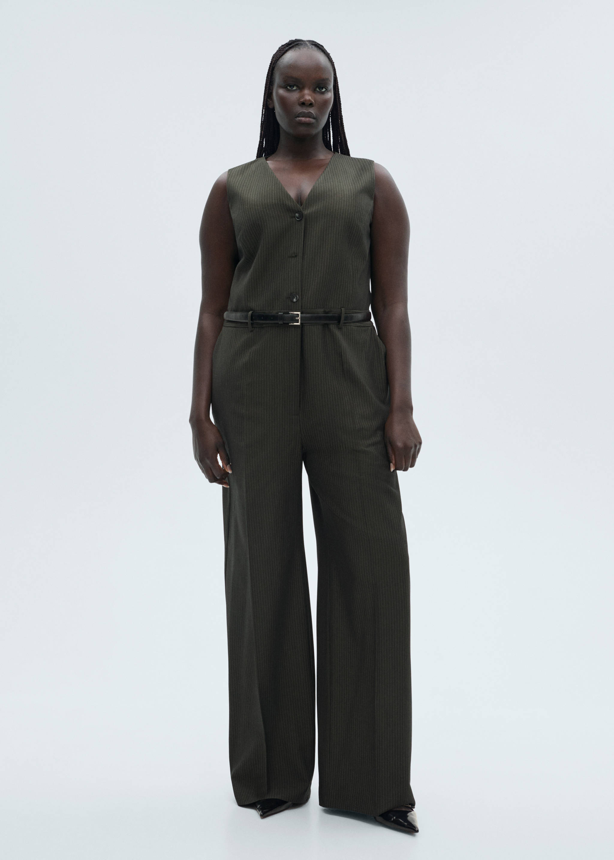 Pinstripe jumpsuit with belt - Details of the article 3