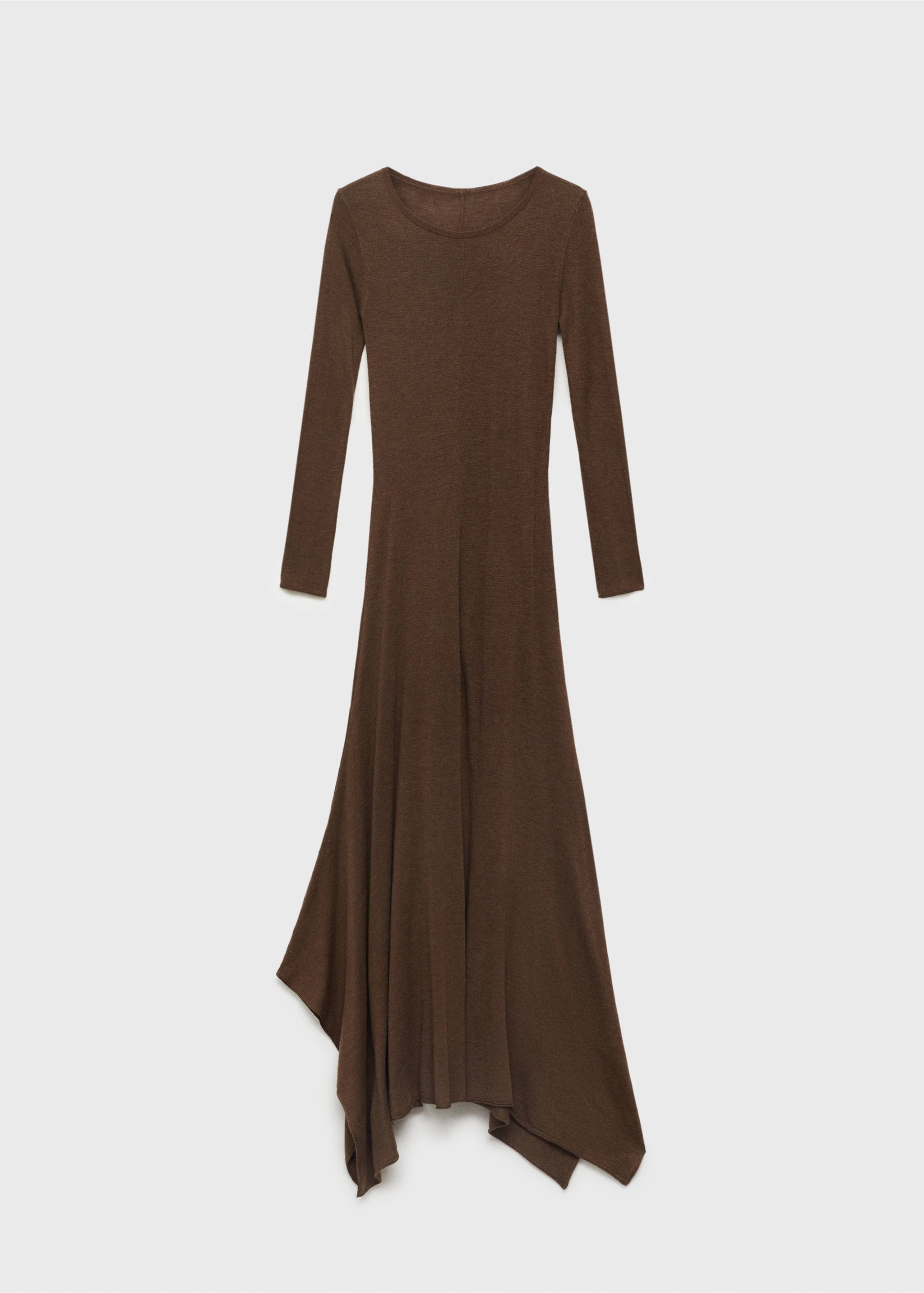 Asymmetrical low-knit dress - Article without model, Caramel. Ref: 87034072-00.