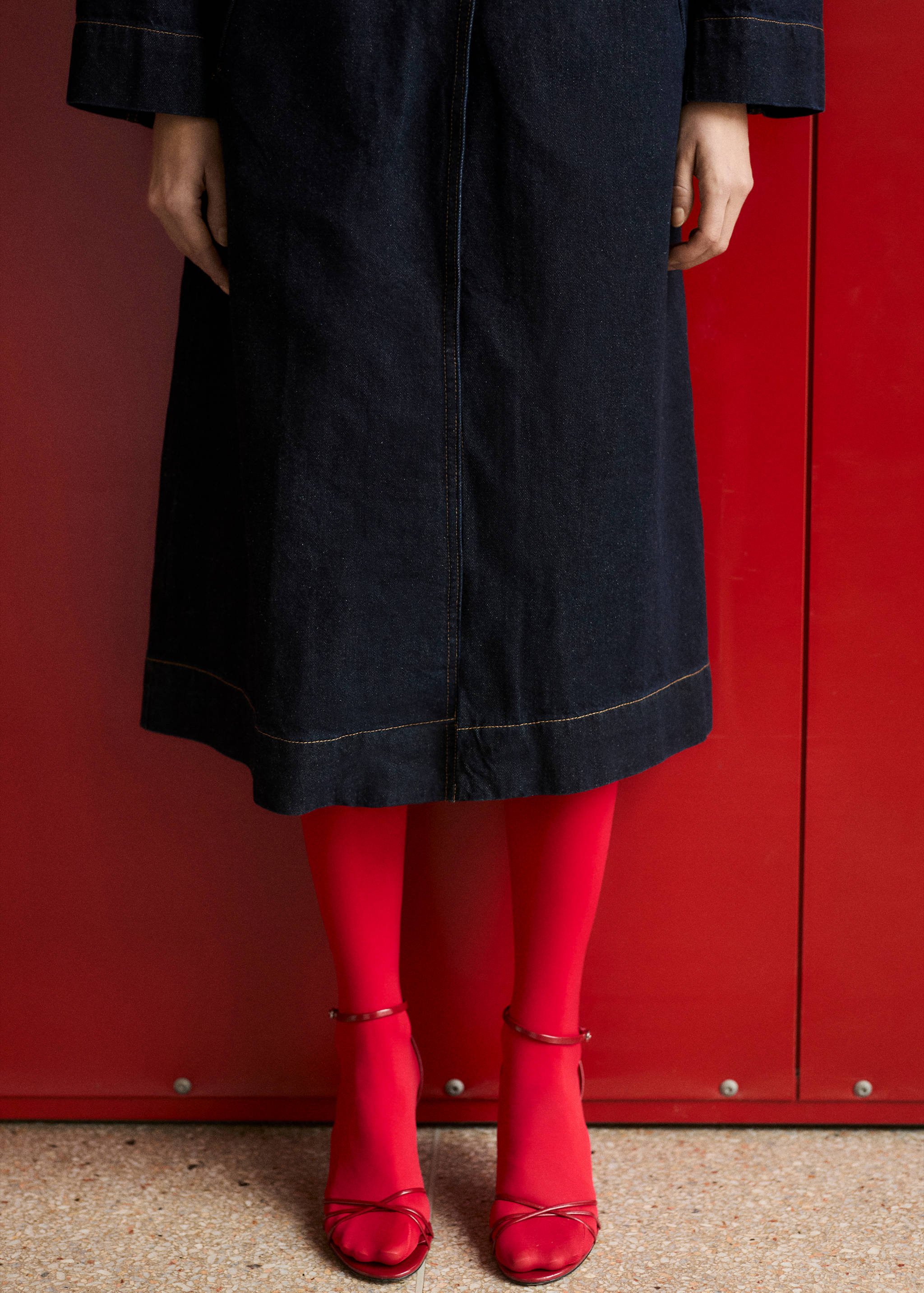 Langer Rinse-Wash-Jeans-Trenchcoat - Detail des Artikels 2