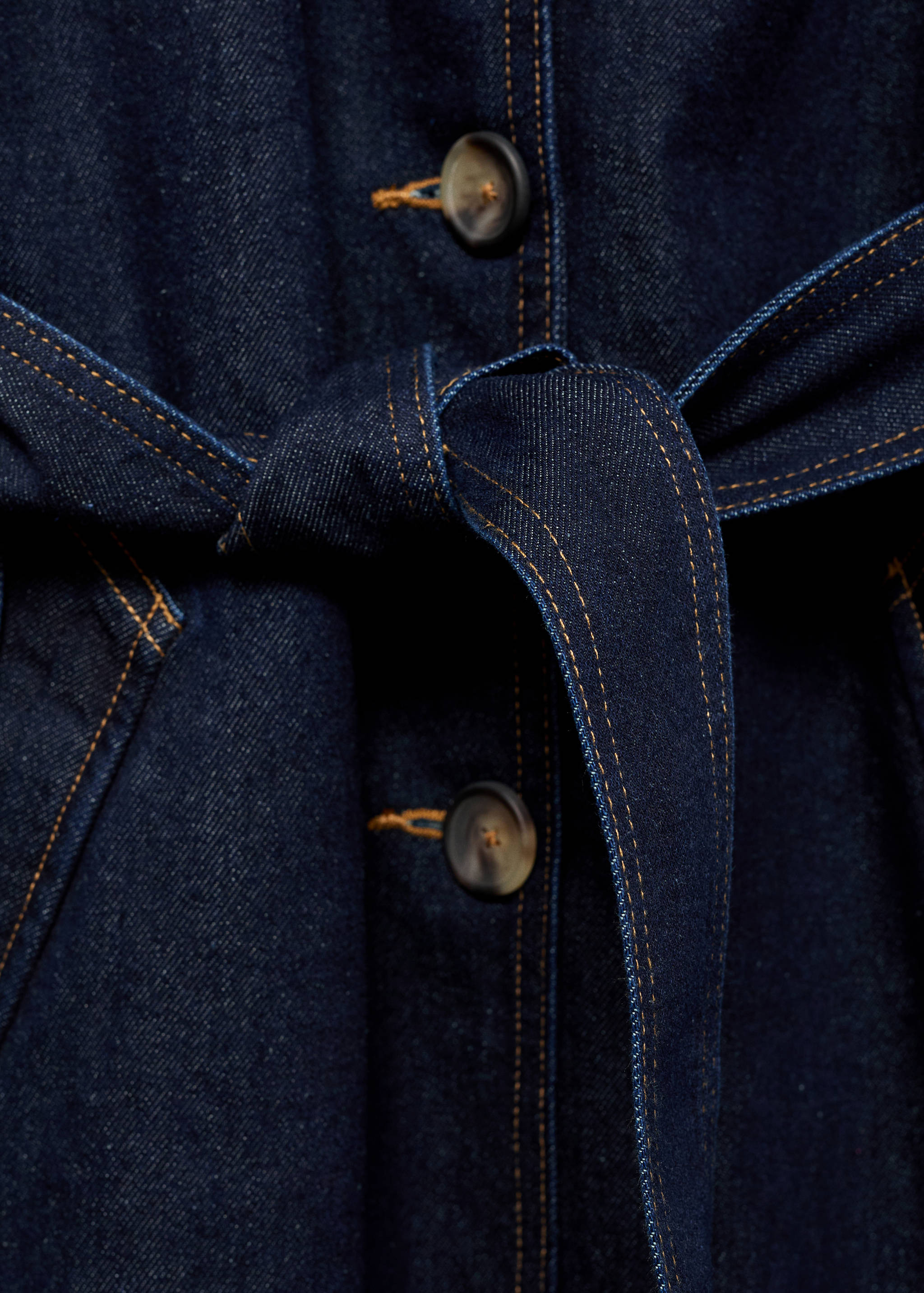 Langer Rinse-Wash-Jeans-Trenchcoat - Detail des Artikels 8