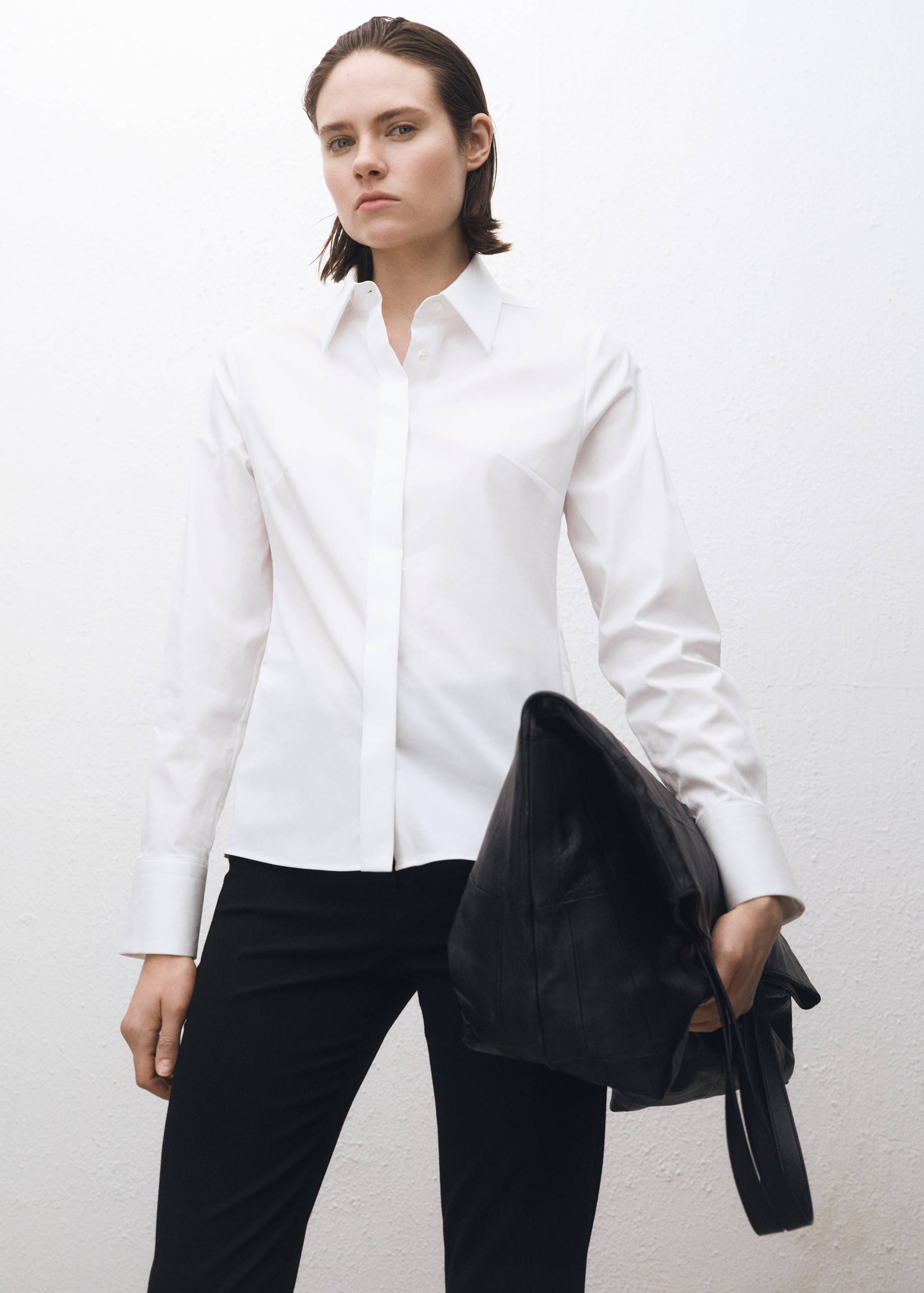 Slim-fit poplin shirt - Medium plane