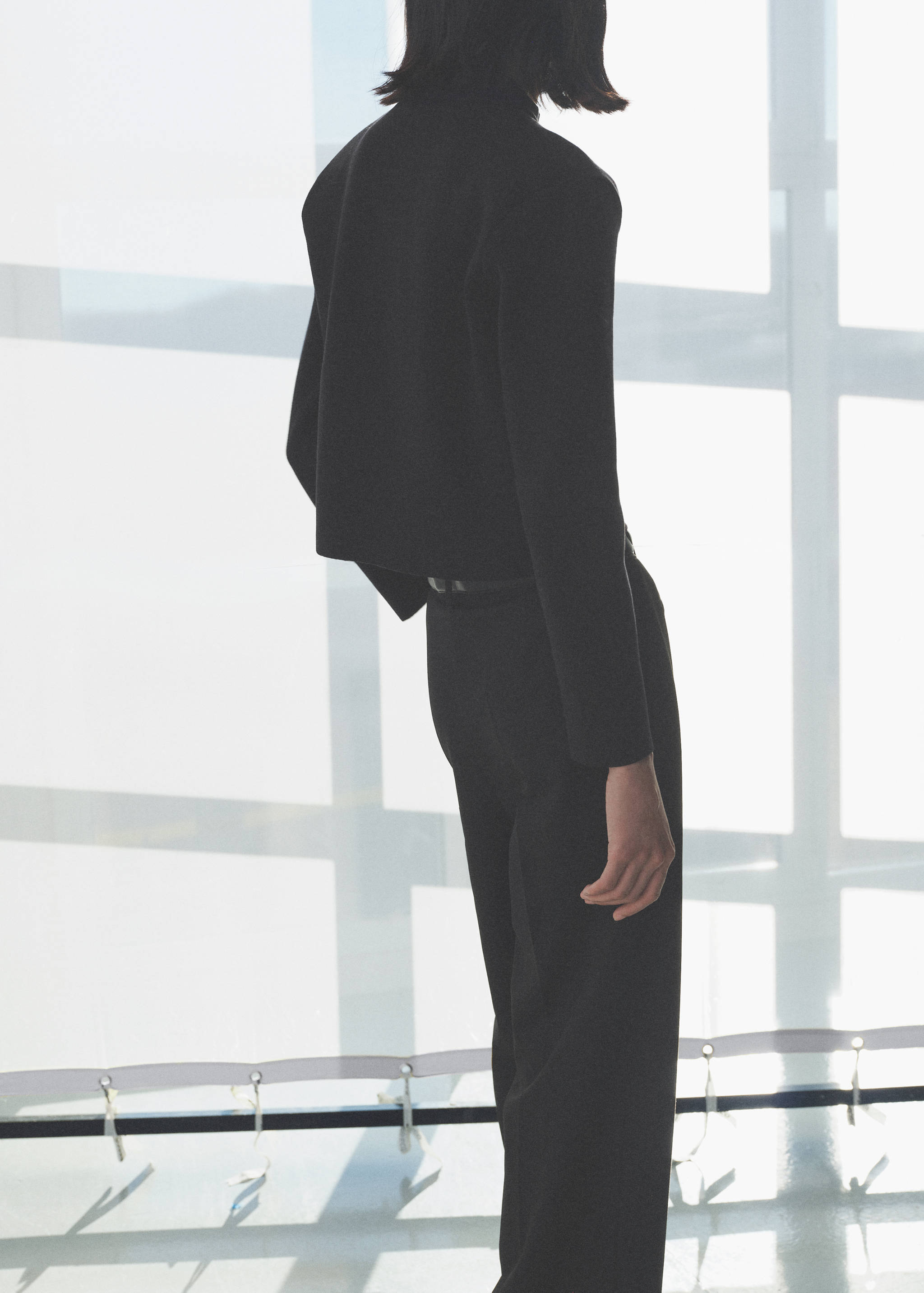 Jacket with jewel-button strip collar - Reverse of the article