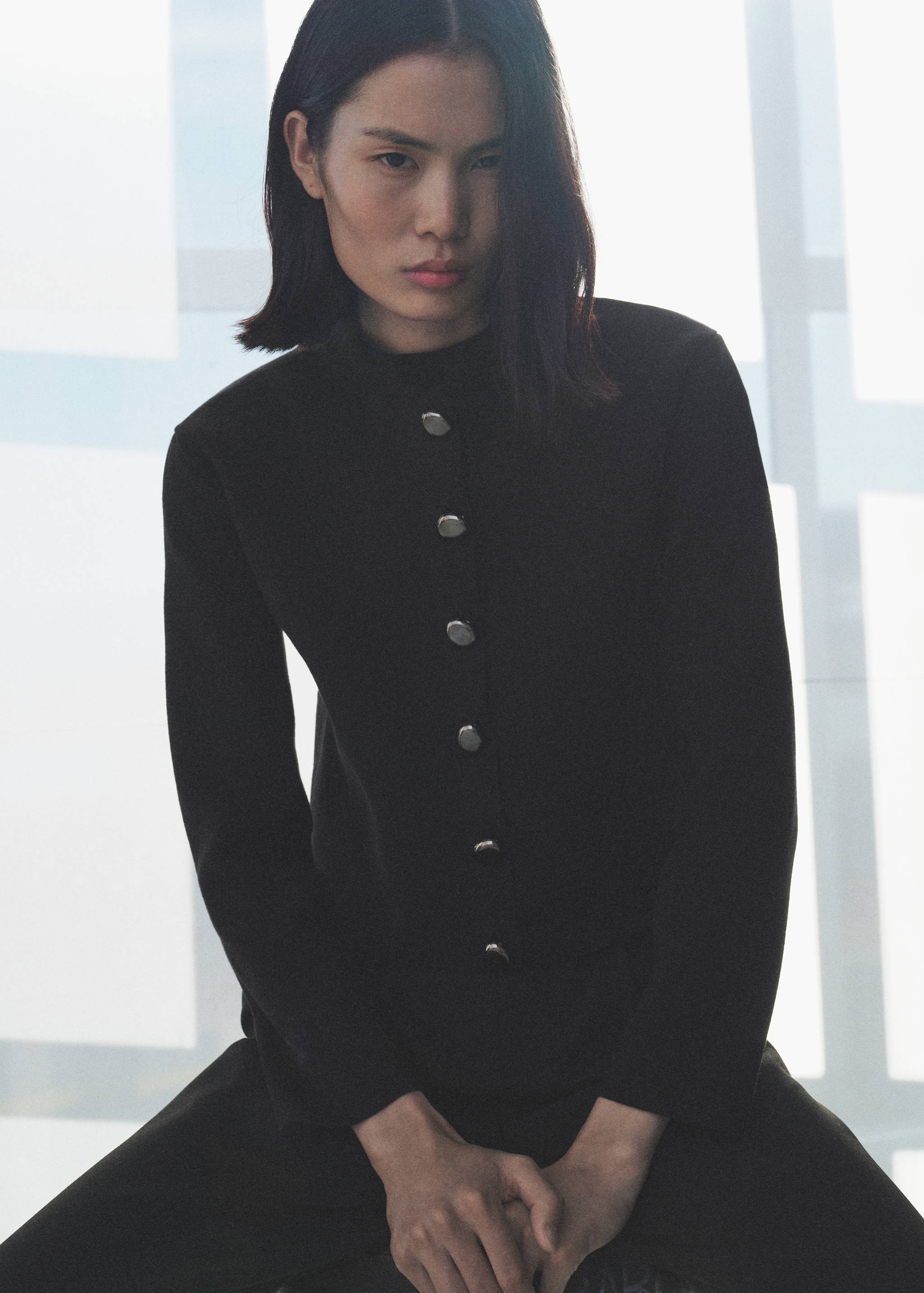 Jacket with jewel-button strip collar - Details of the article 1