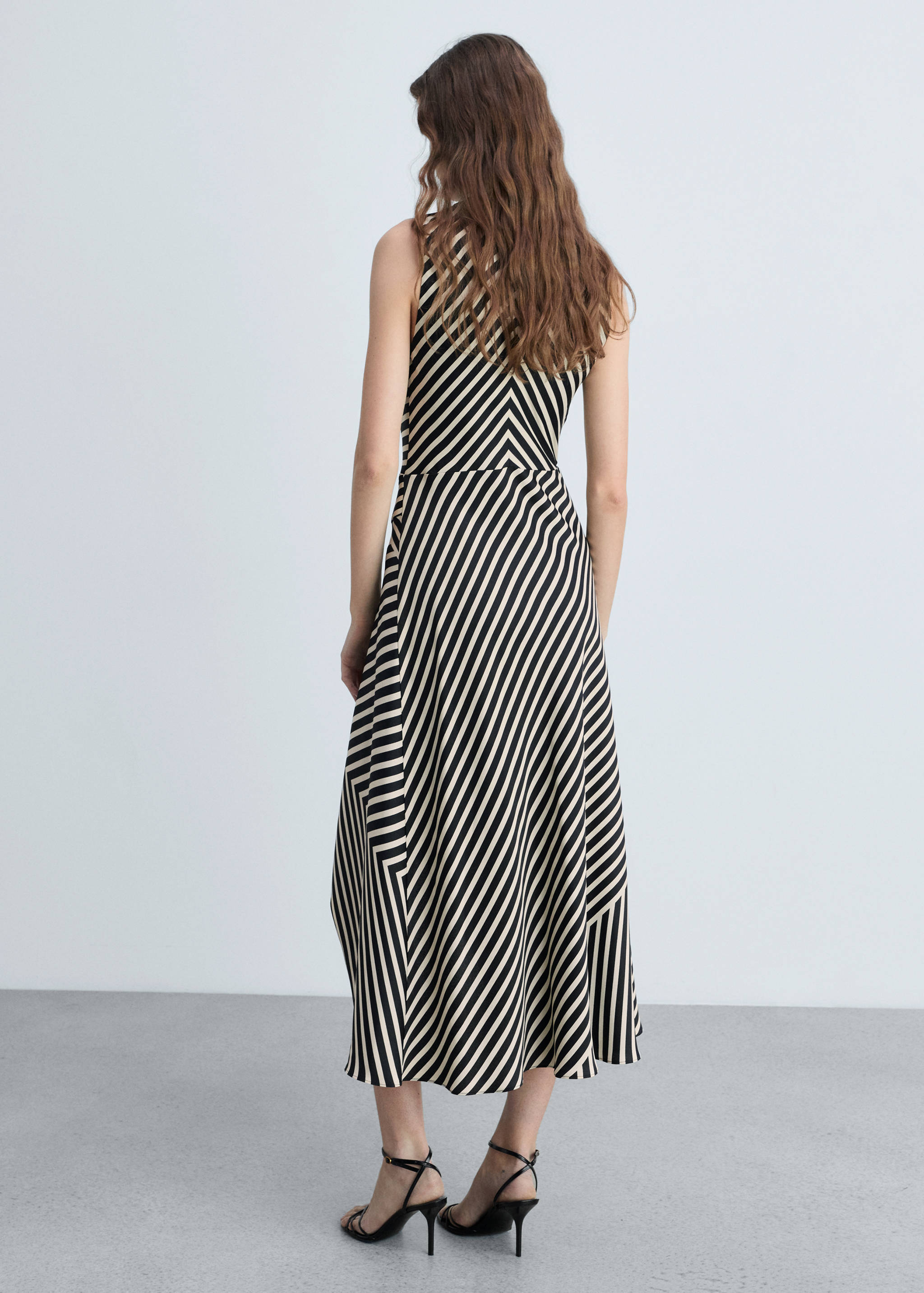 Asymmetrical stripe-print dress - Reverse of the article