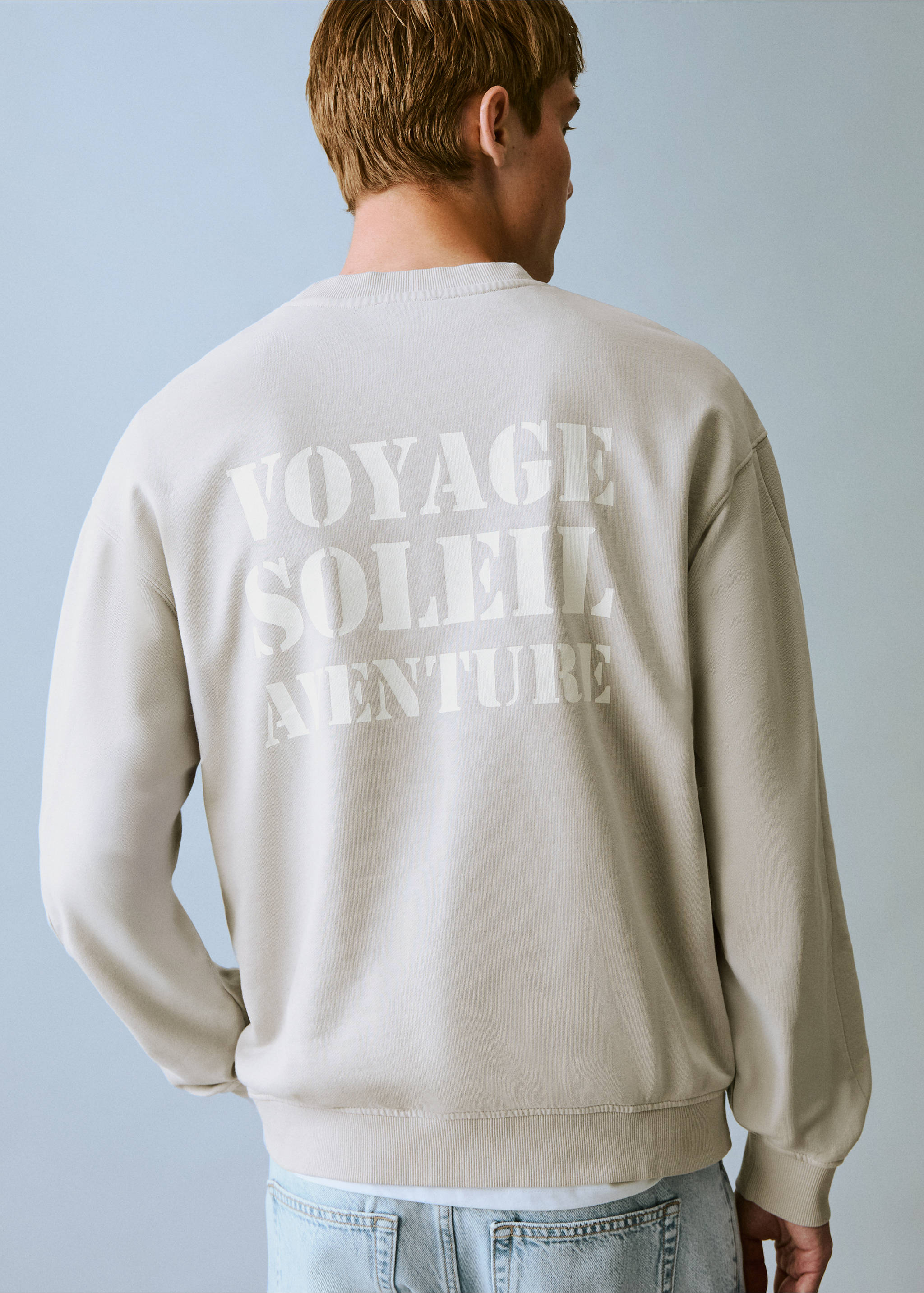 Message cotton sweatshirt - Reverse of the article, Grey. Ref: 87034094-00.