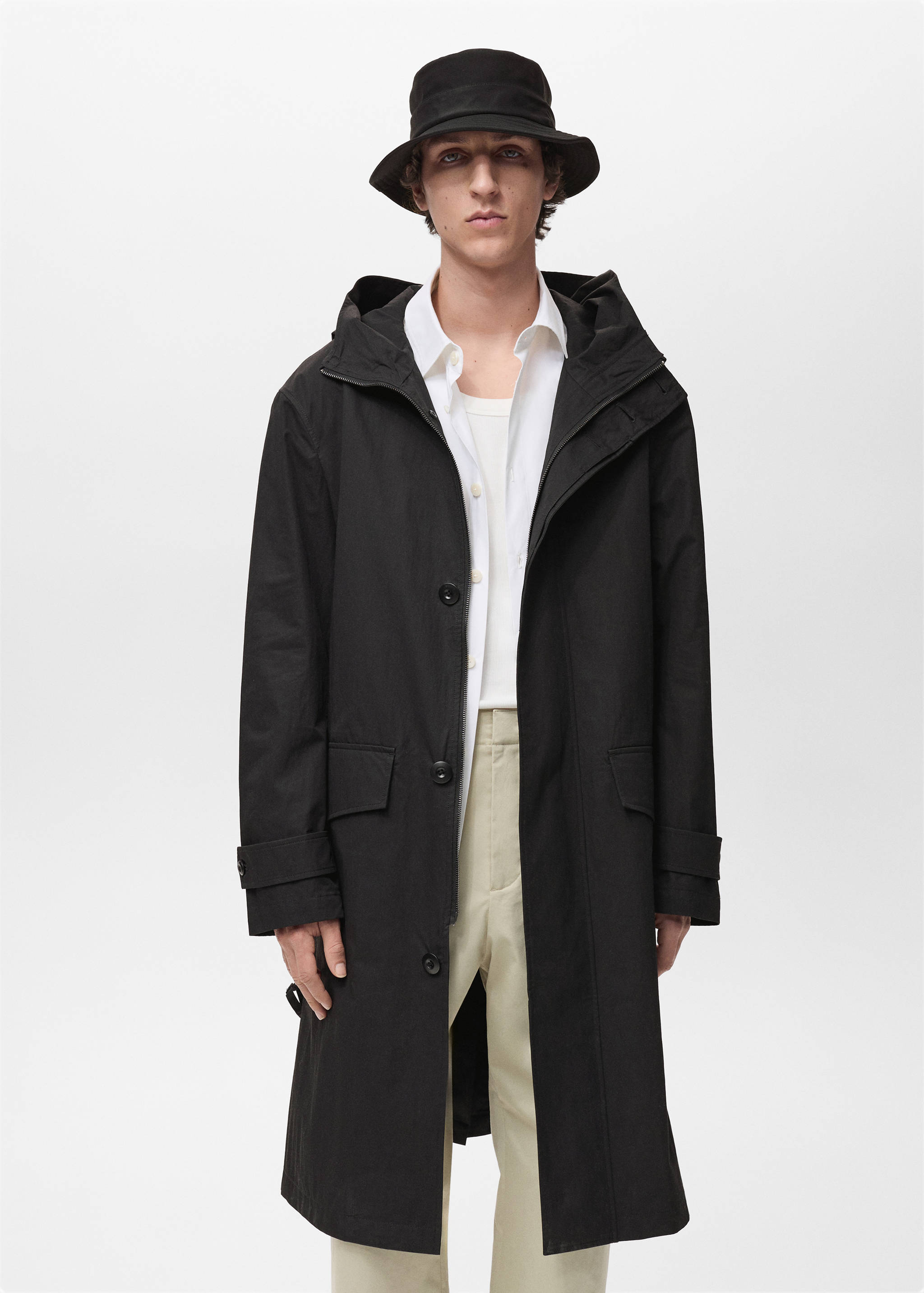 Trench coat with belt and hood - Medium plane
