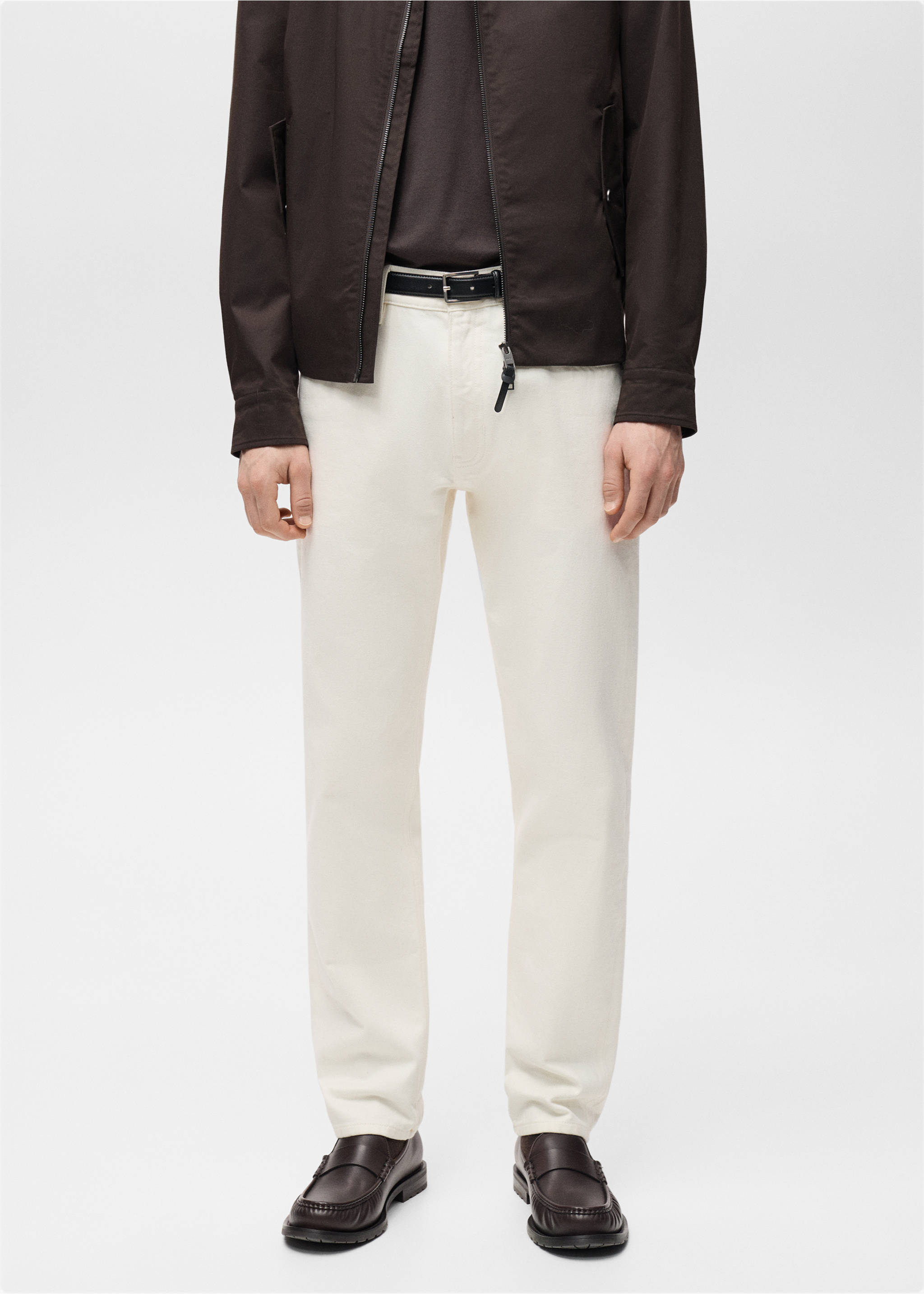 Tapered-fit selvedge jeans - Medium plane, Off White. Ref: 87034396-00.
