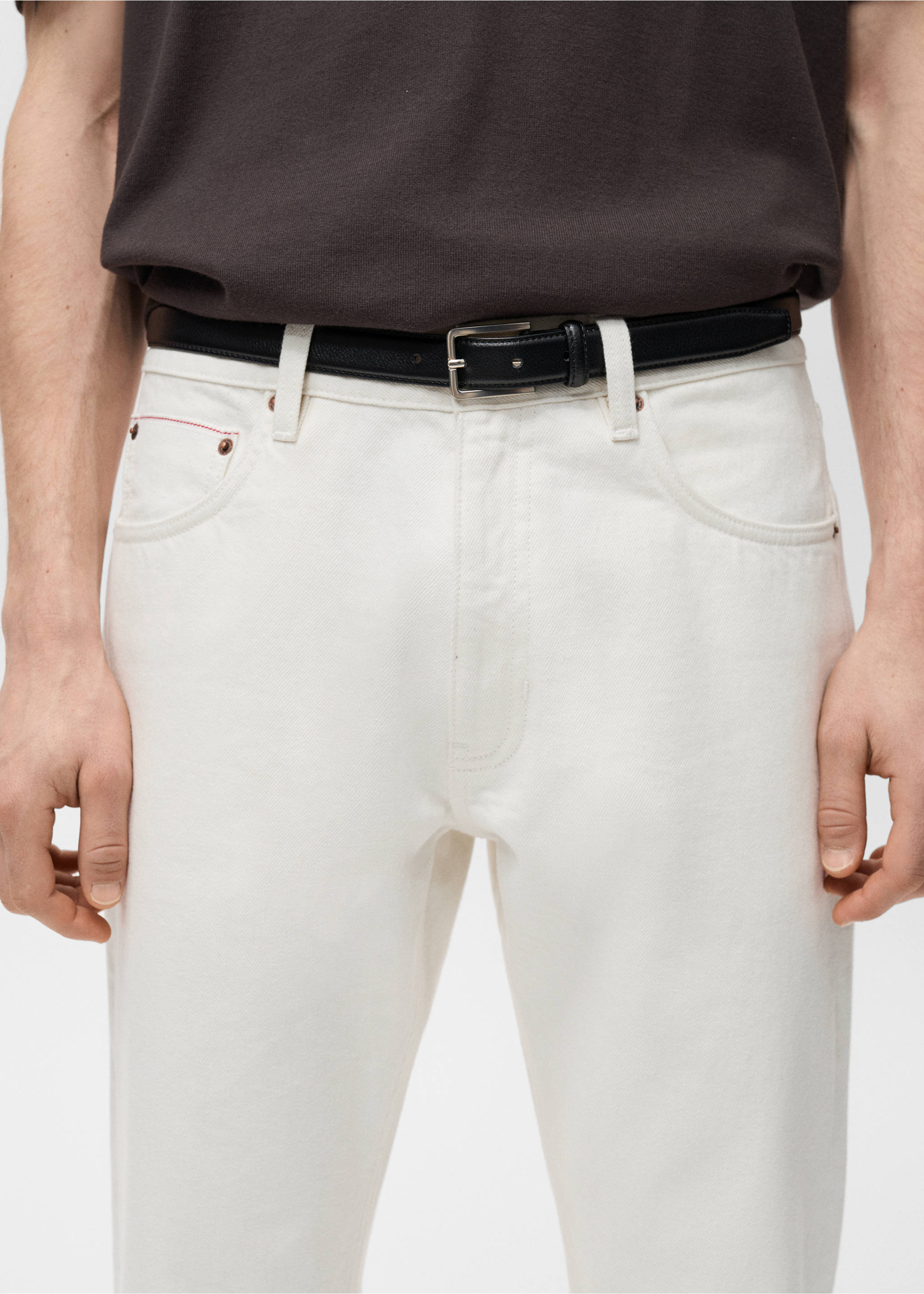 Tapered-fit selvedge jeans - Details of the article 1, Off White. Ref: 87034396-00.