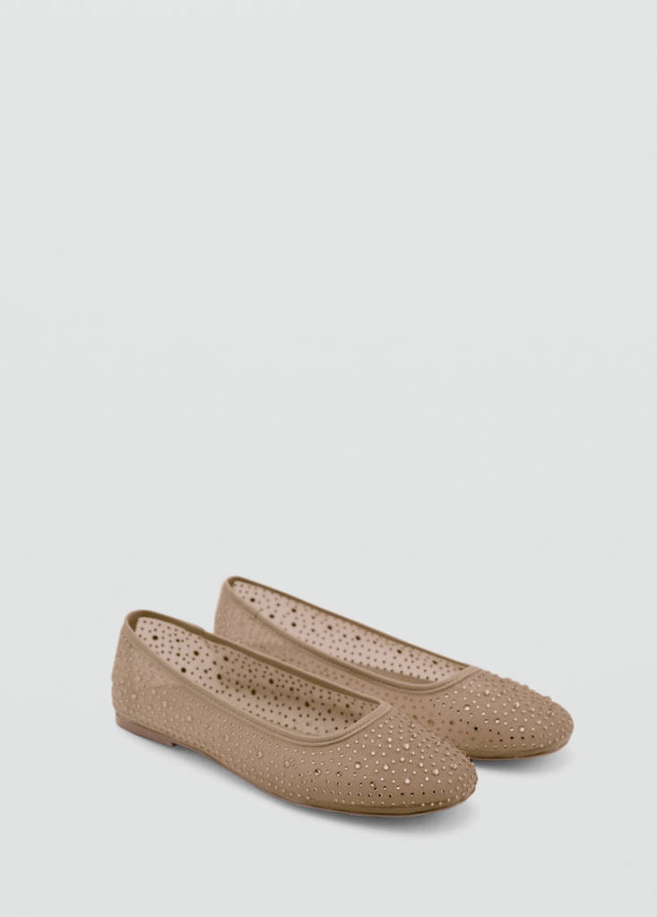 Glitter-effect ballet flats — Pastel Pink