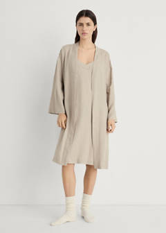 Linen home robe — Sand 2