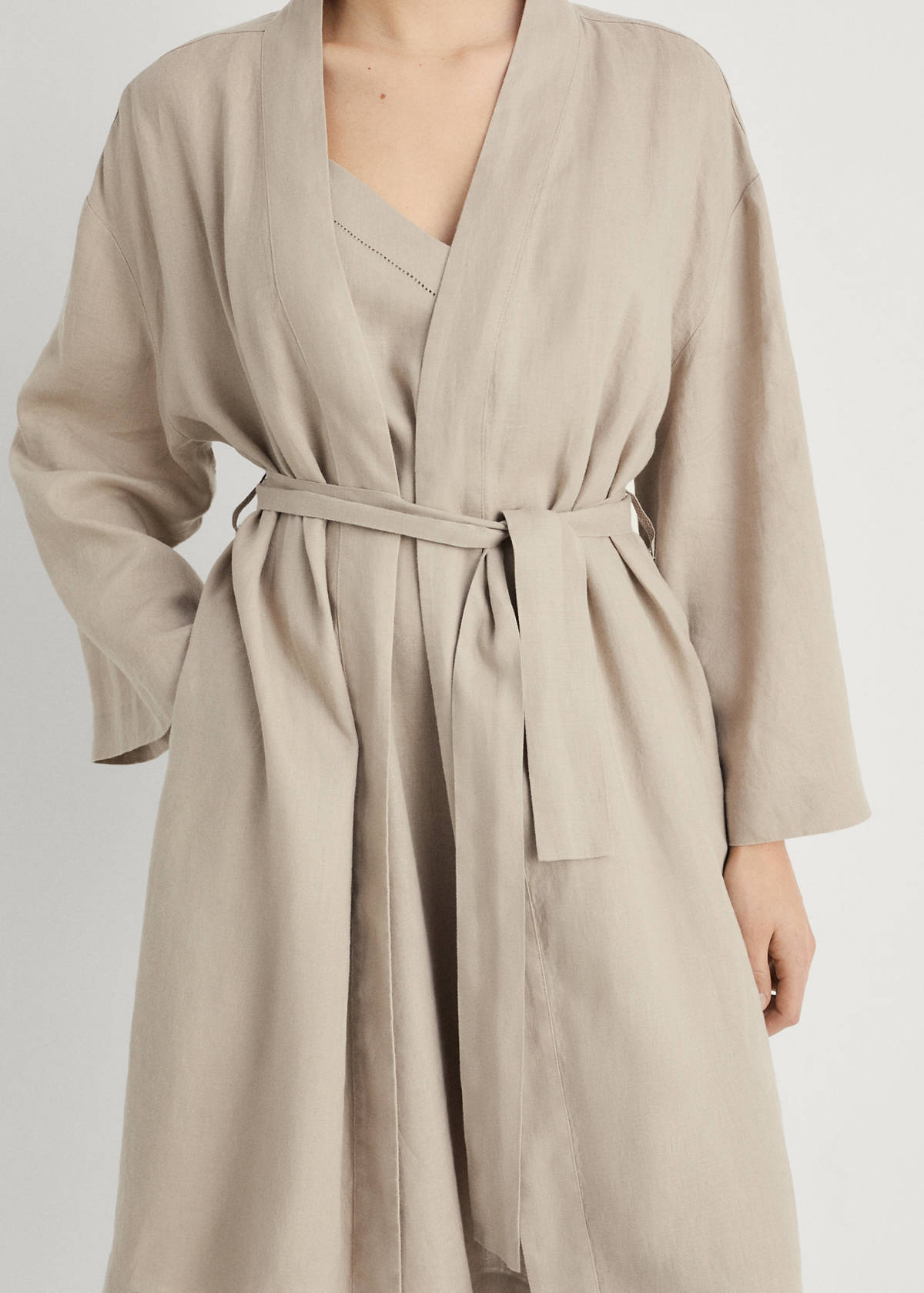 Linen home robe — Sand