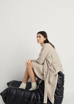 Linen home robe — Sand 4