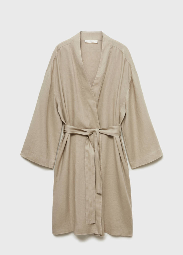 Linen home robe — Sand