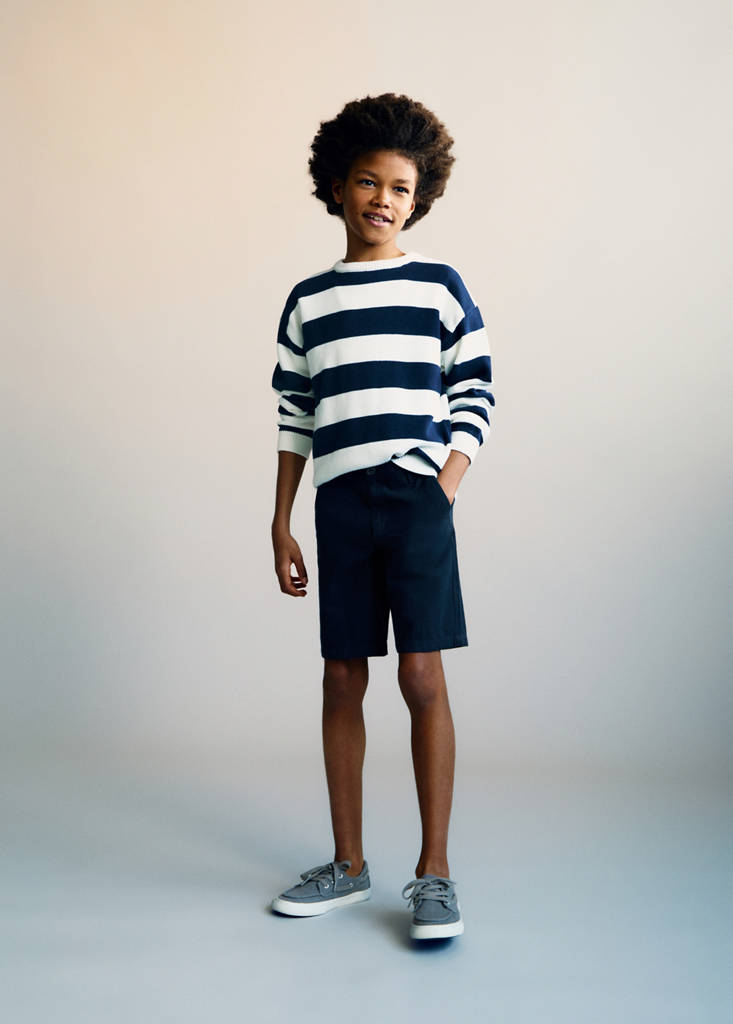 Linen chino Bermuda shorts — Dark Navy