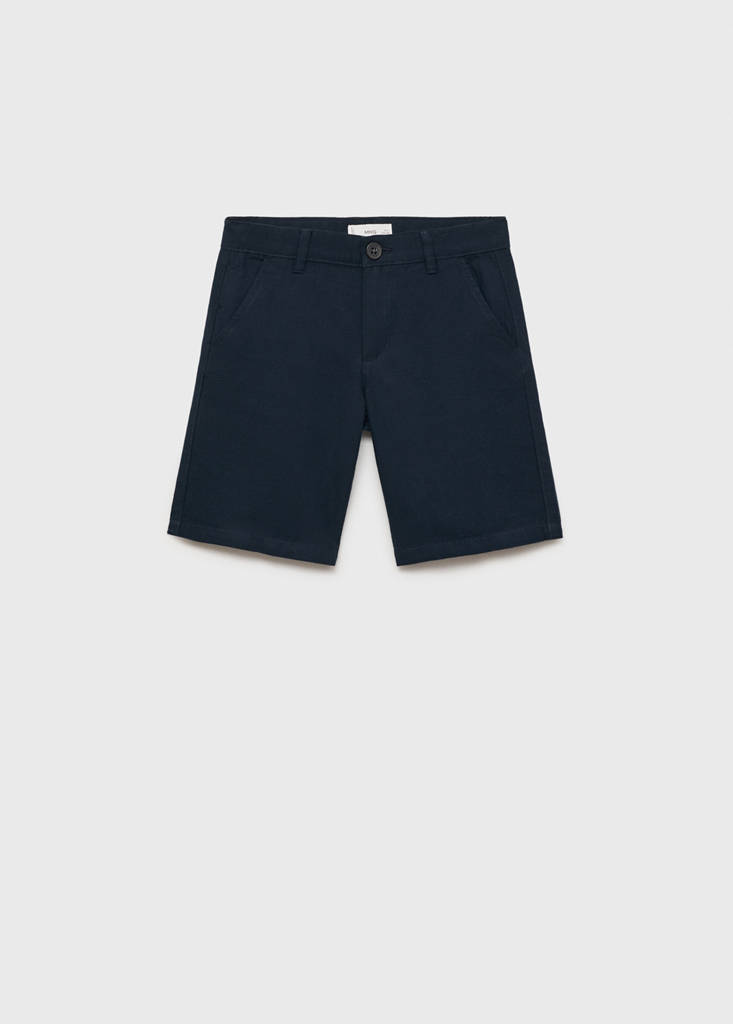 Linen chino Bermuda shorts — Dark Navy