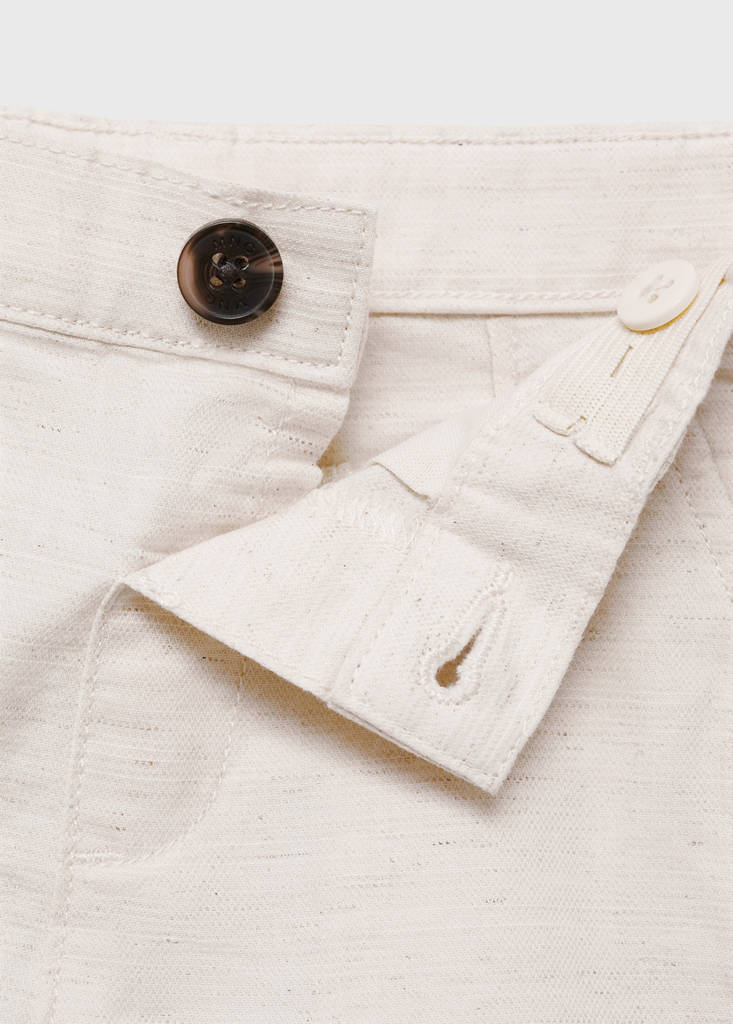 Linen-cotton blend Bermuda short — Sand