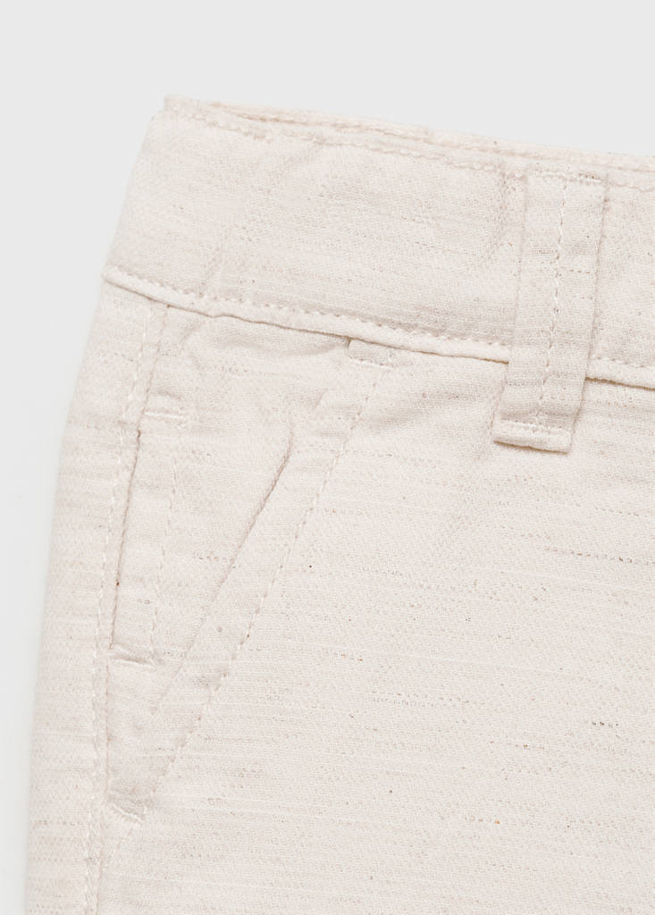 Linen-cotton blend Bermuda short — Sand
