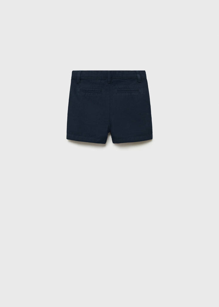 Linen-cotton blend Bermuda short — Dark Navy