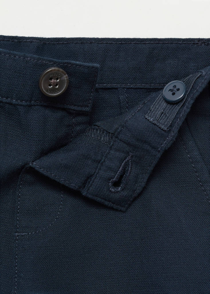 Linen-cotton blend Bermuda short — Dark Navy