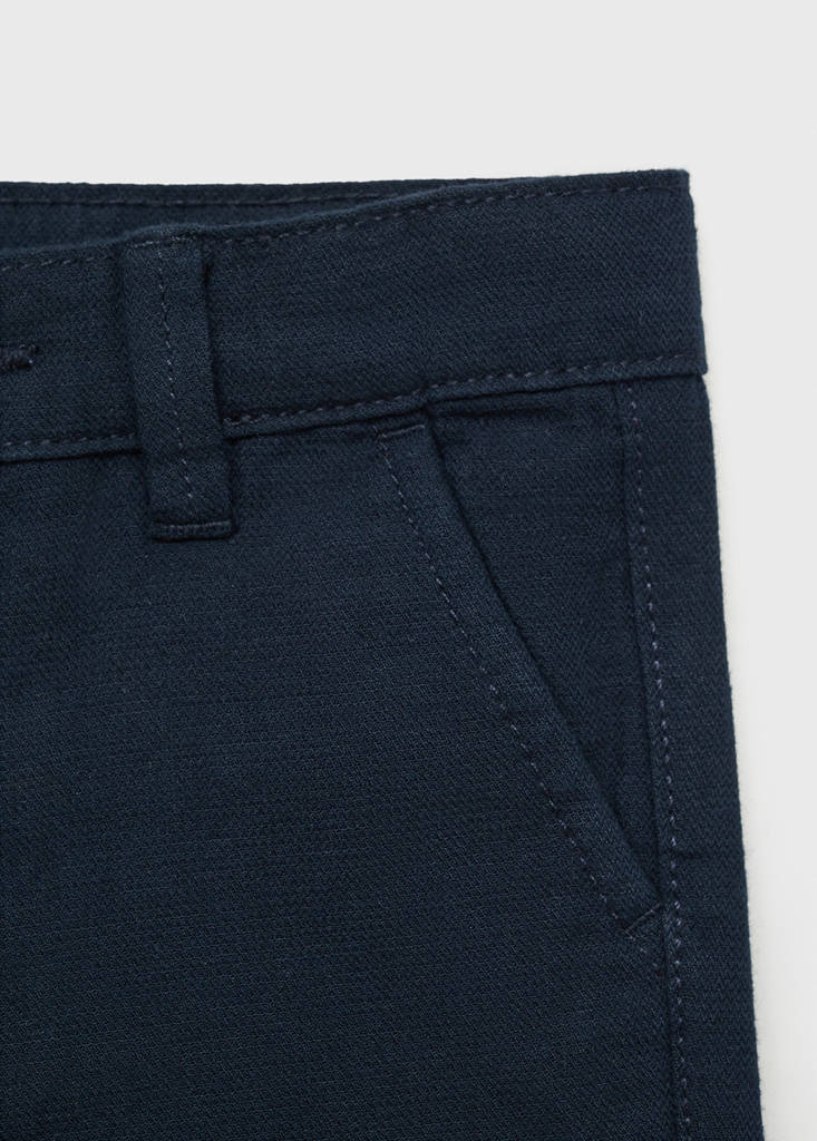 Linen-cotton blend Bermuda short — Dark Navy
