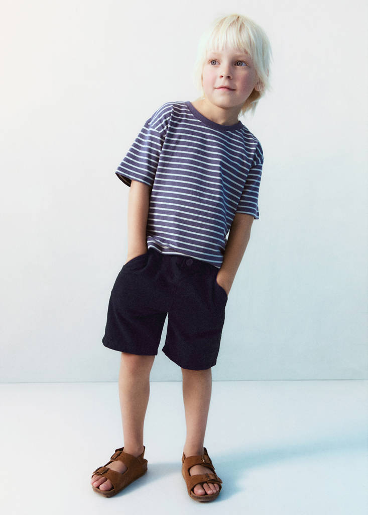 Linen-cotton blend Bermuda short — Dark Navy