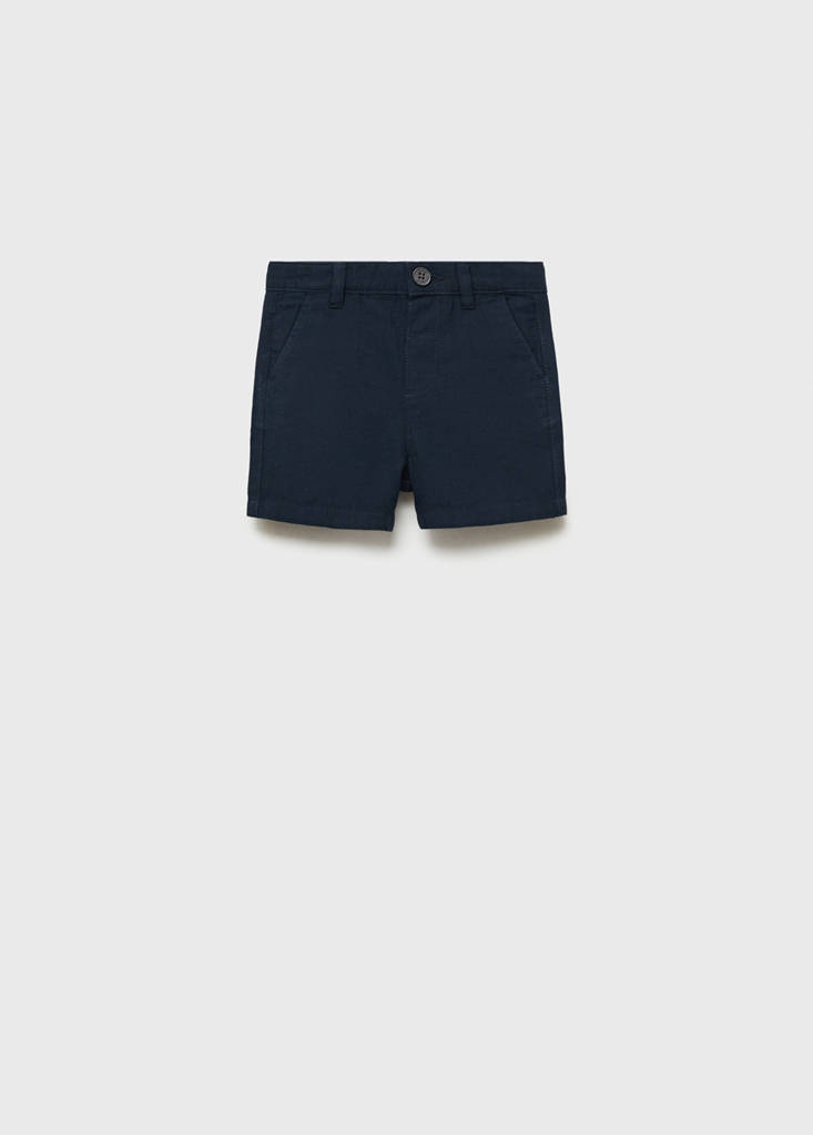 Linen-cotton blend Bermuda short — Dark Navy