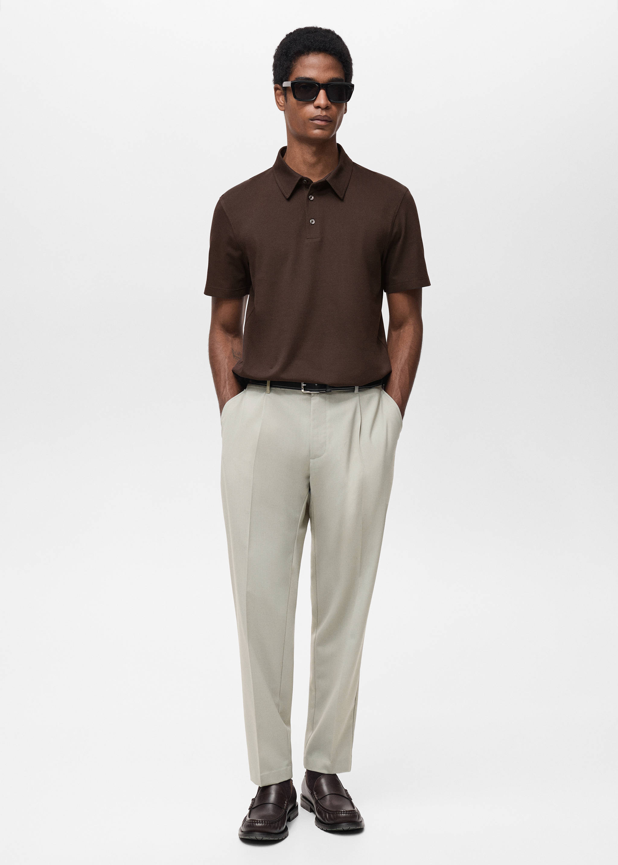 Slim-fit cotton-piqué polo shirt - General plane