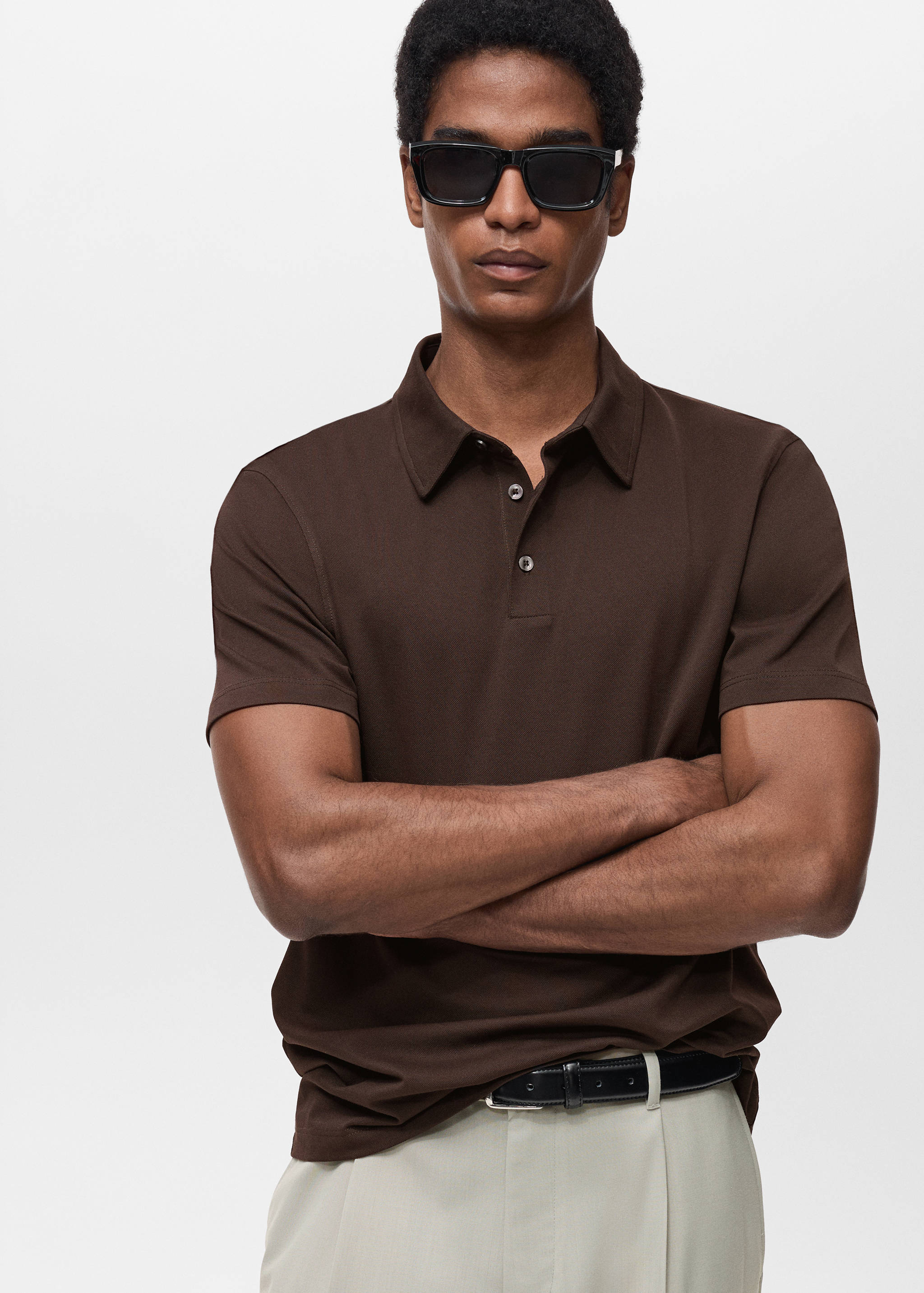 Slim-fit cotton-piqué polo shirt - Medium plane