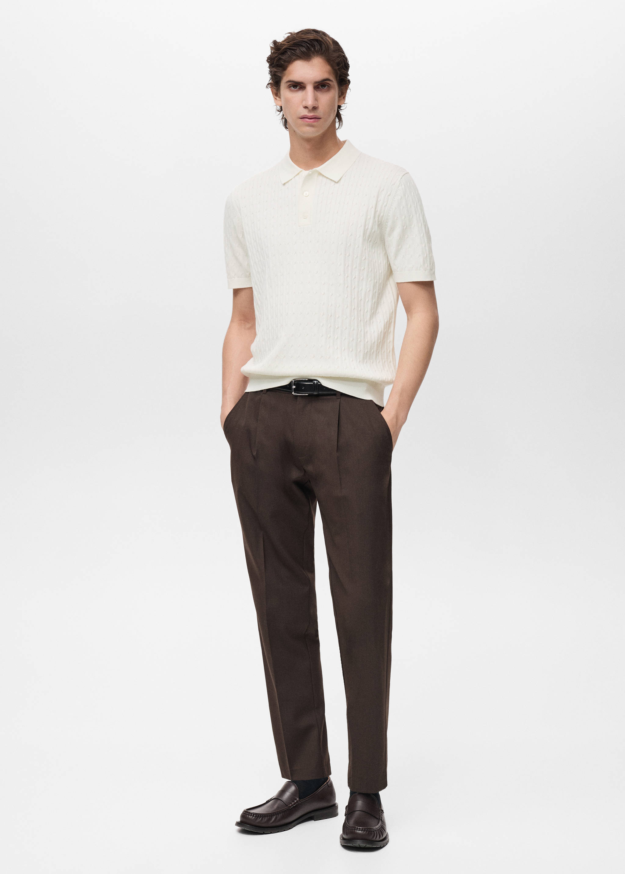 100% cotton braided knitted polo shirt - General plane