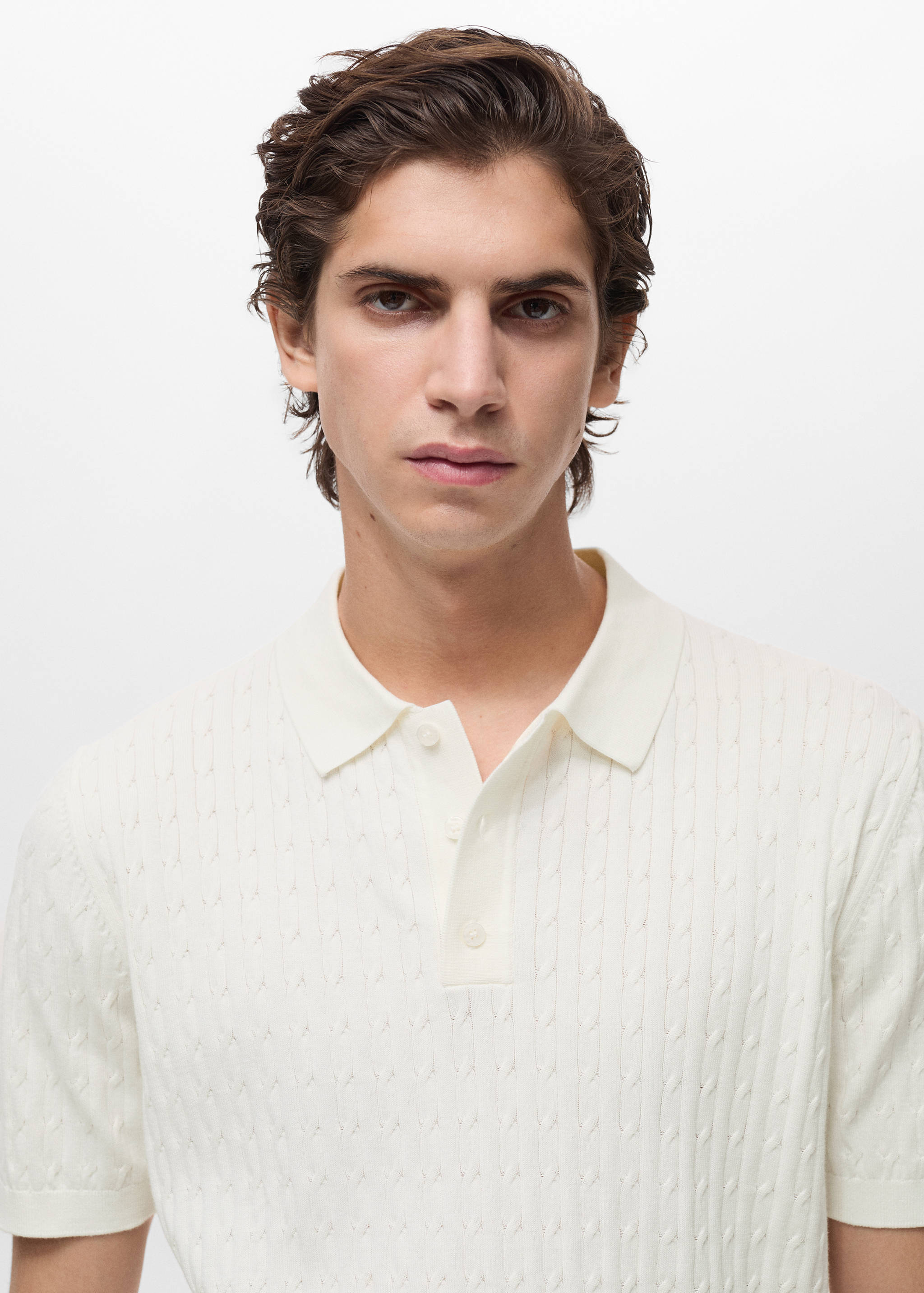 100% cotton braided knitted polo shirt - Details of the article 1