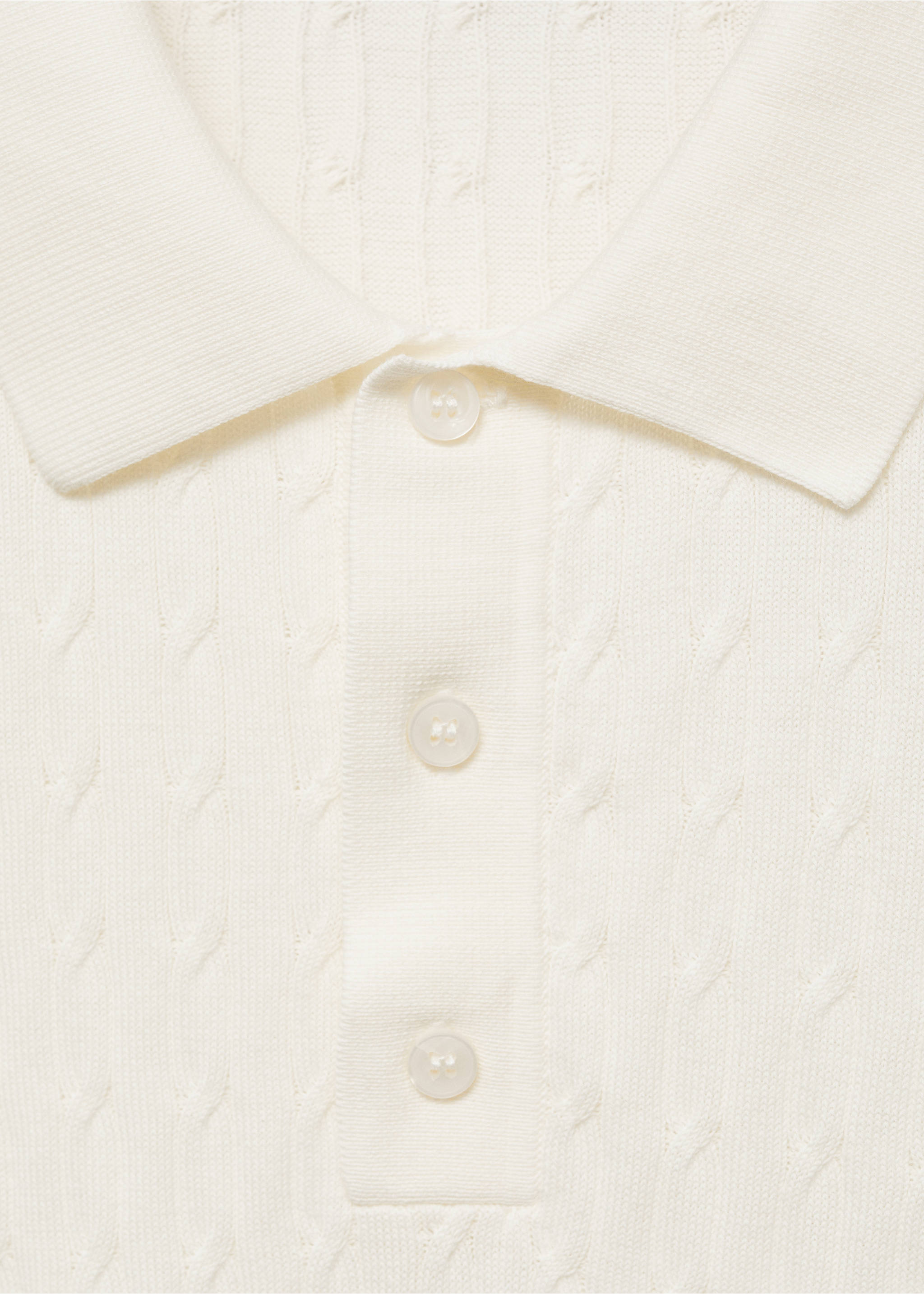 Polo maille torsadée 100 % coton - Détail de l'article 8, Blanc cassé. Ref: 87034411-00.