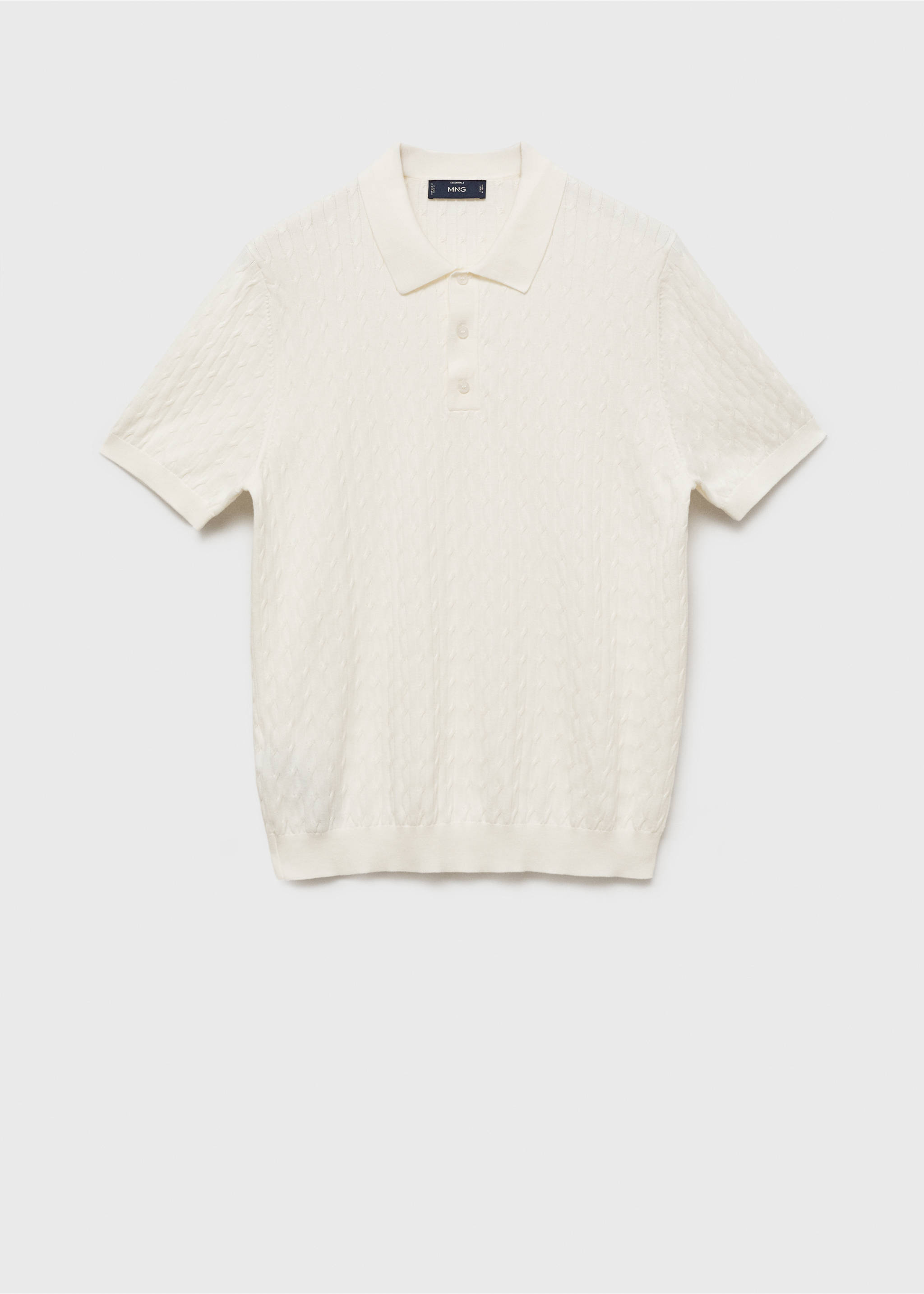 Polo maille torsadée 100 % coton - Article sans modèle, Blanc cassé. Ref: 87034411-00.