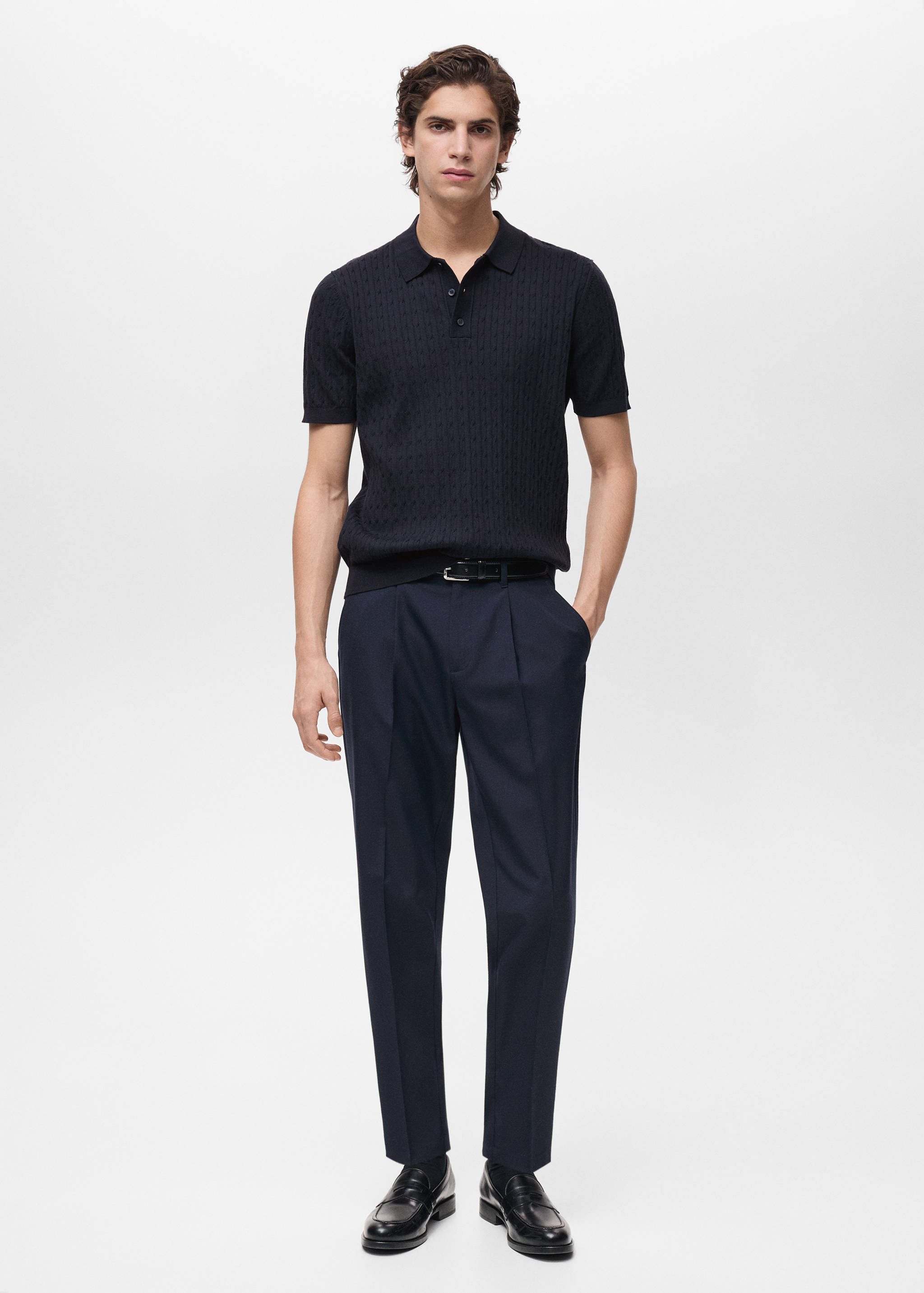 100% cotton braided knitted polo shirt - General plane