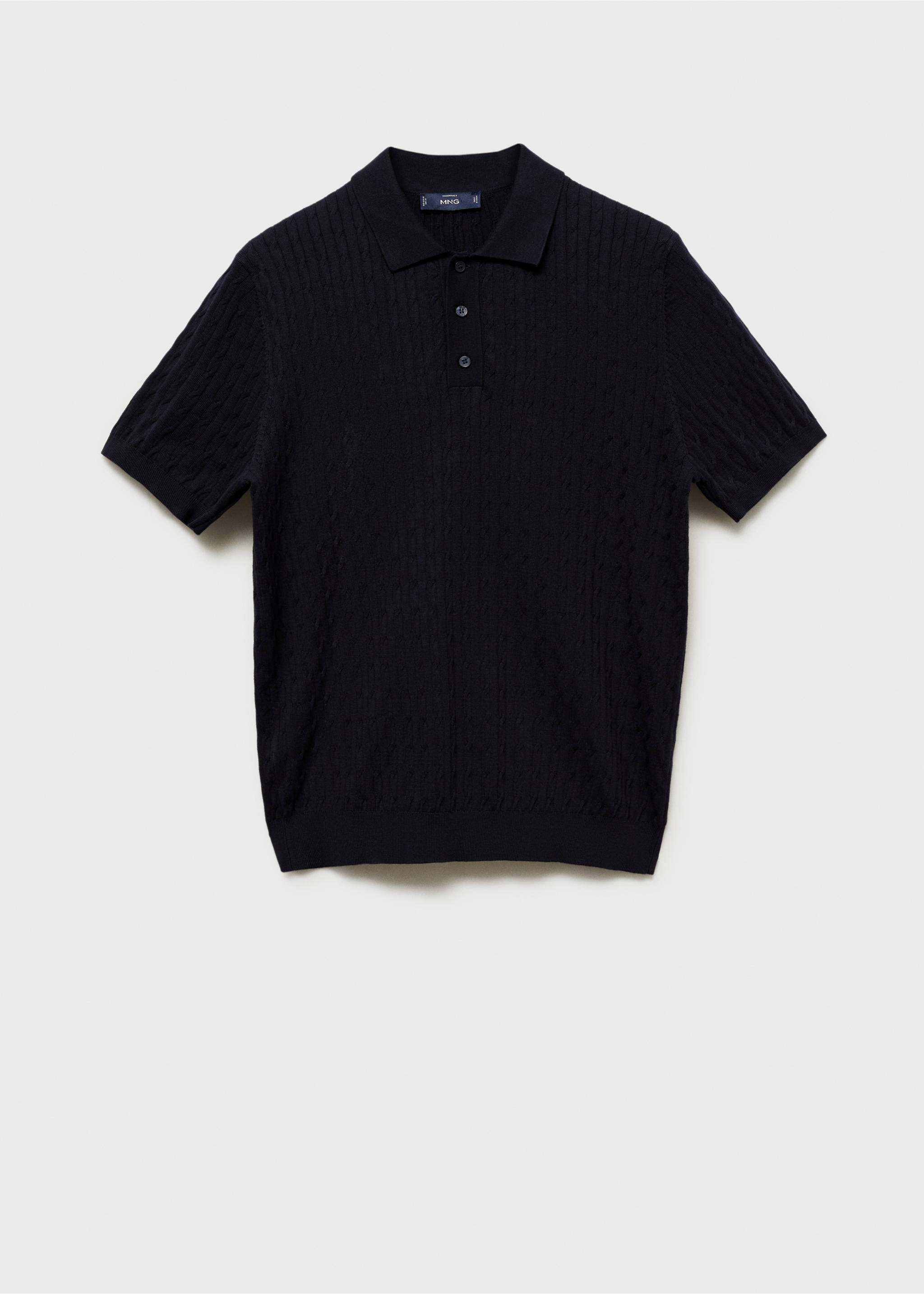 Polo maille torsadée 100 % coton - Article sans modèle, Bleu nuit. Ref: 87034411-00.