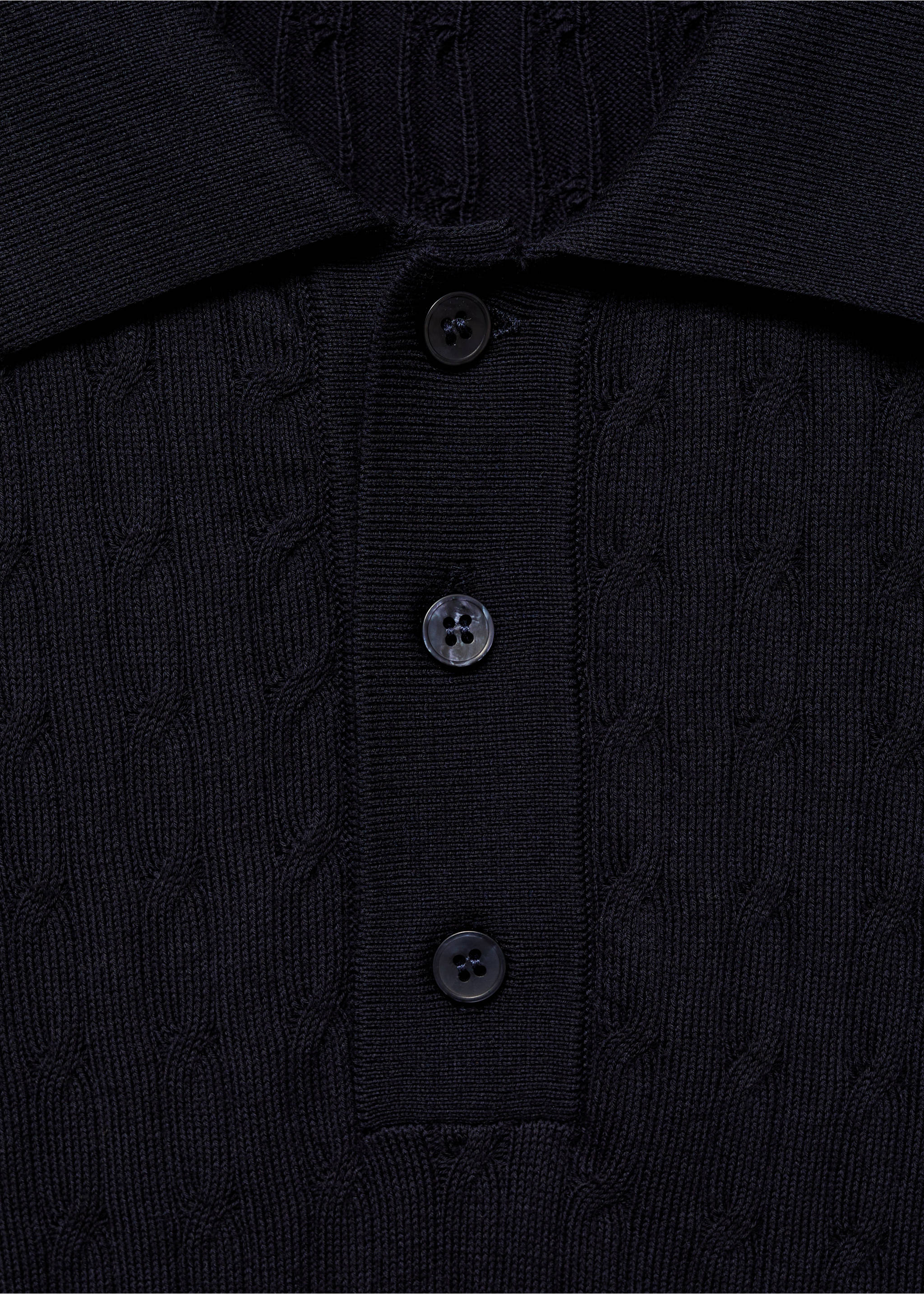 Polo maille torsadée 100 % coton - Détail de l'article 8, Bleu nuit. Ref: 87034411-00.
