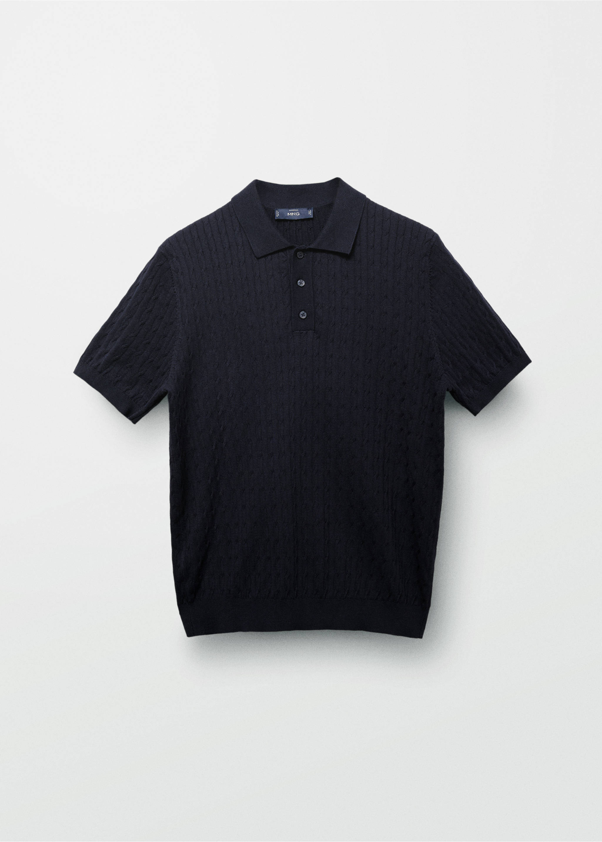 Polo maille torsadée 100 % coton - Détail de l'article 5, Bleu nuit. Ref: 87034411-00.