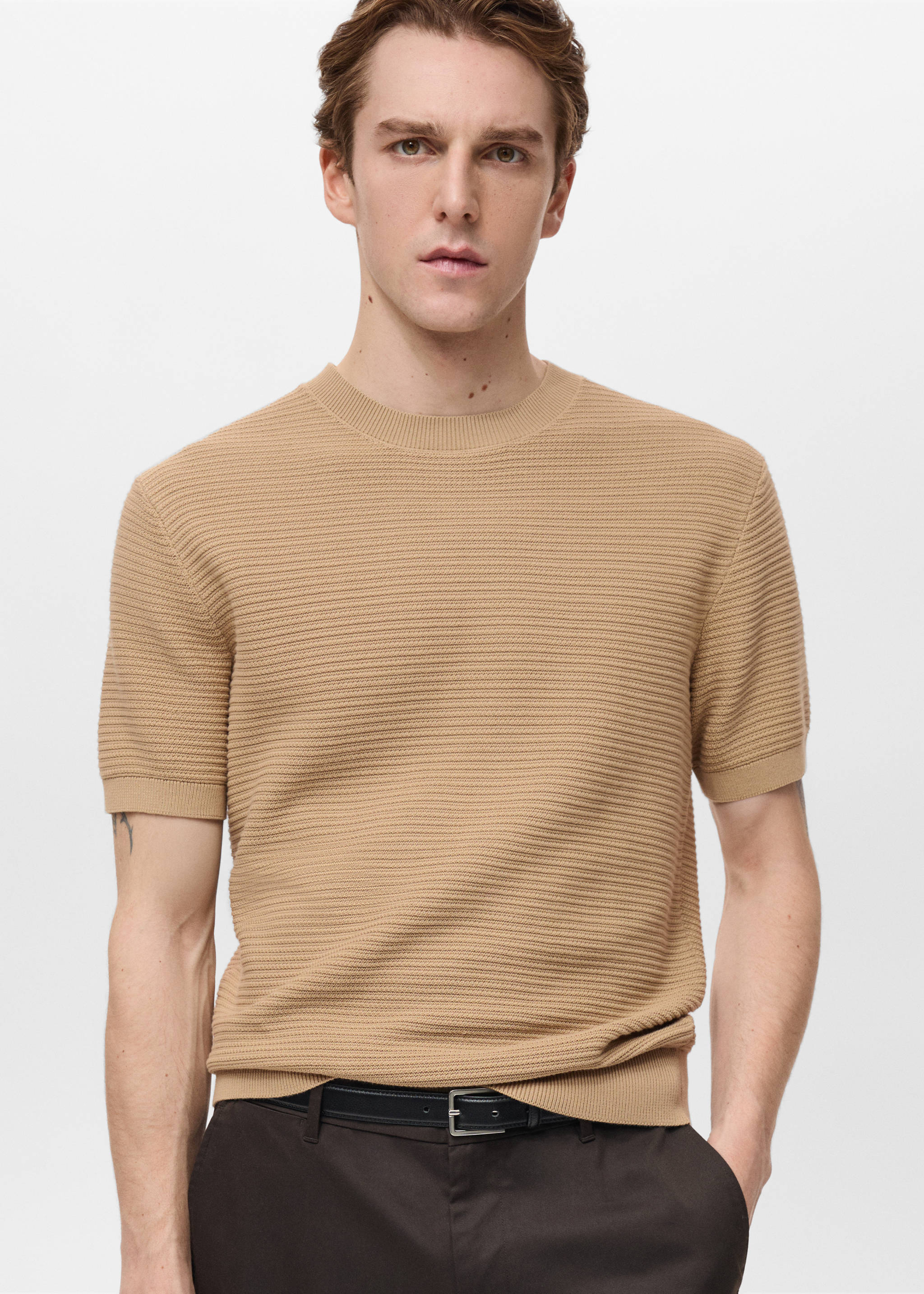 Structure thin knitwear t-shirt - Medium plane