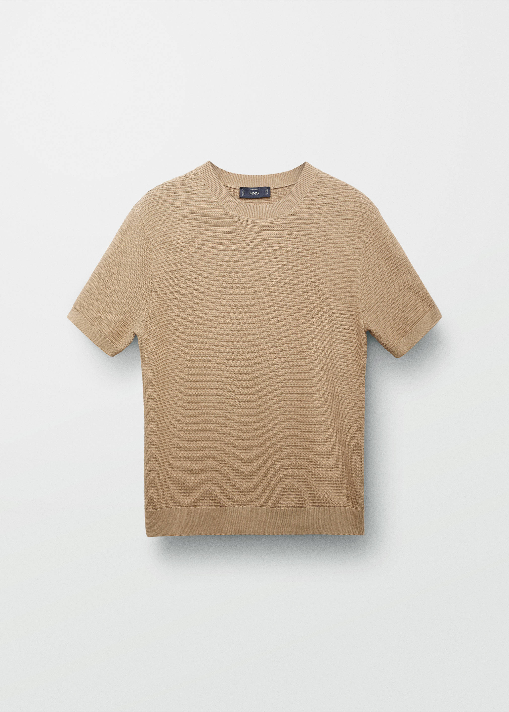 Fijngebreid, gestructureerd T-shirt - Detail van het artikel 5, Middenbruin. Ref: 87034412-00.