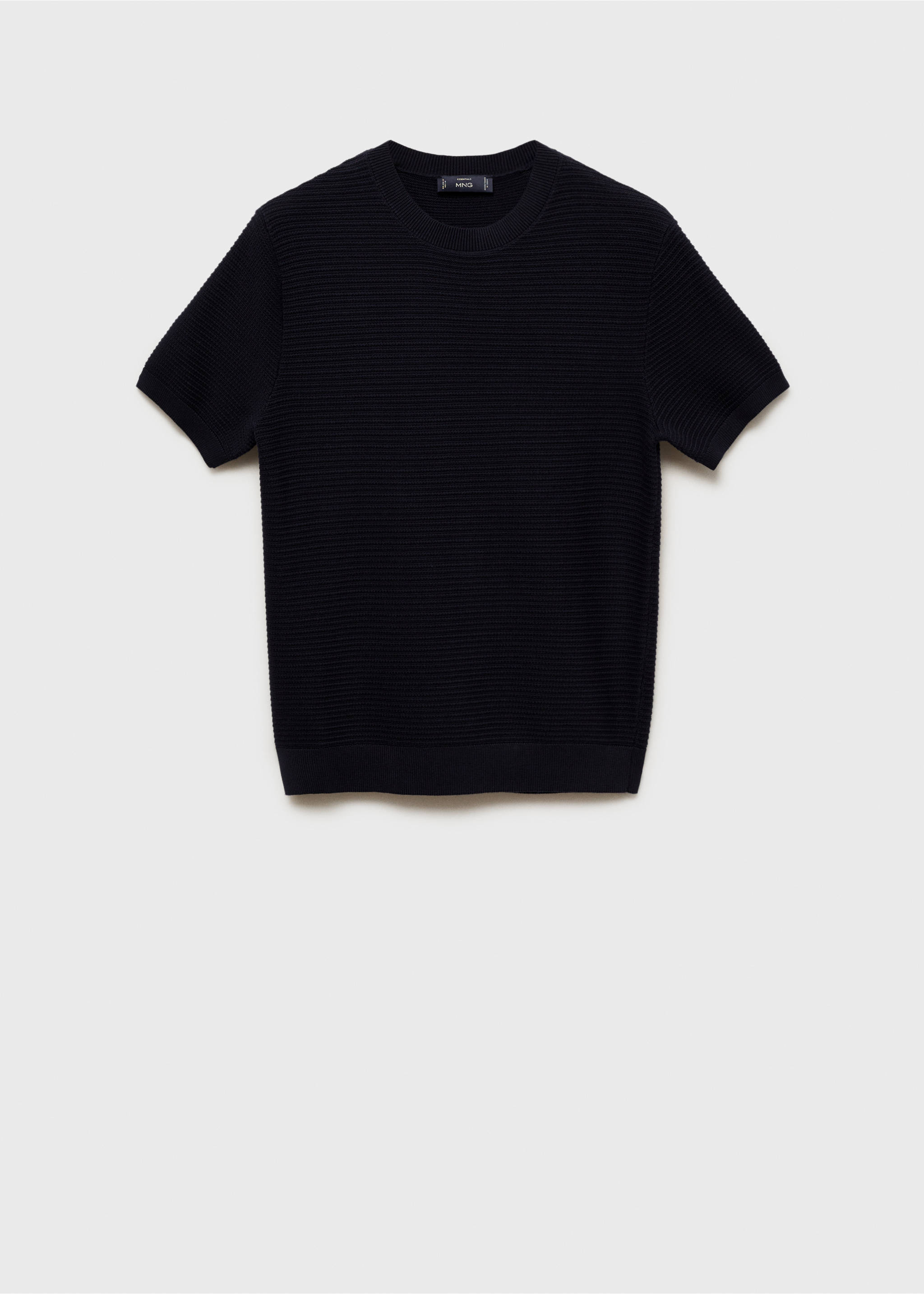 Fijngebreid, gestructureerd T-shirt - Artikel zonder model, Nachtblauw. Ref: 87034412-00.