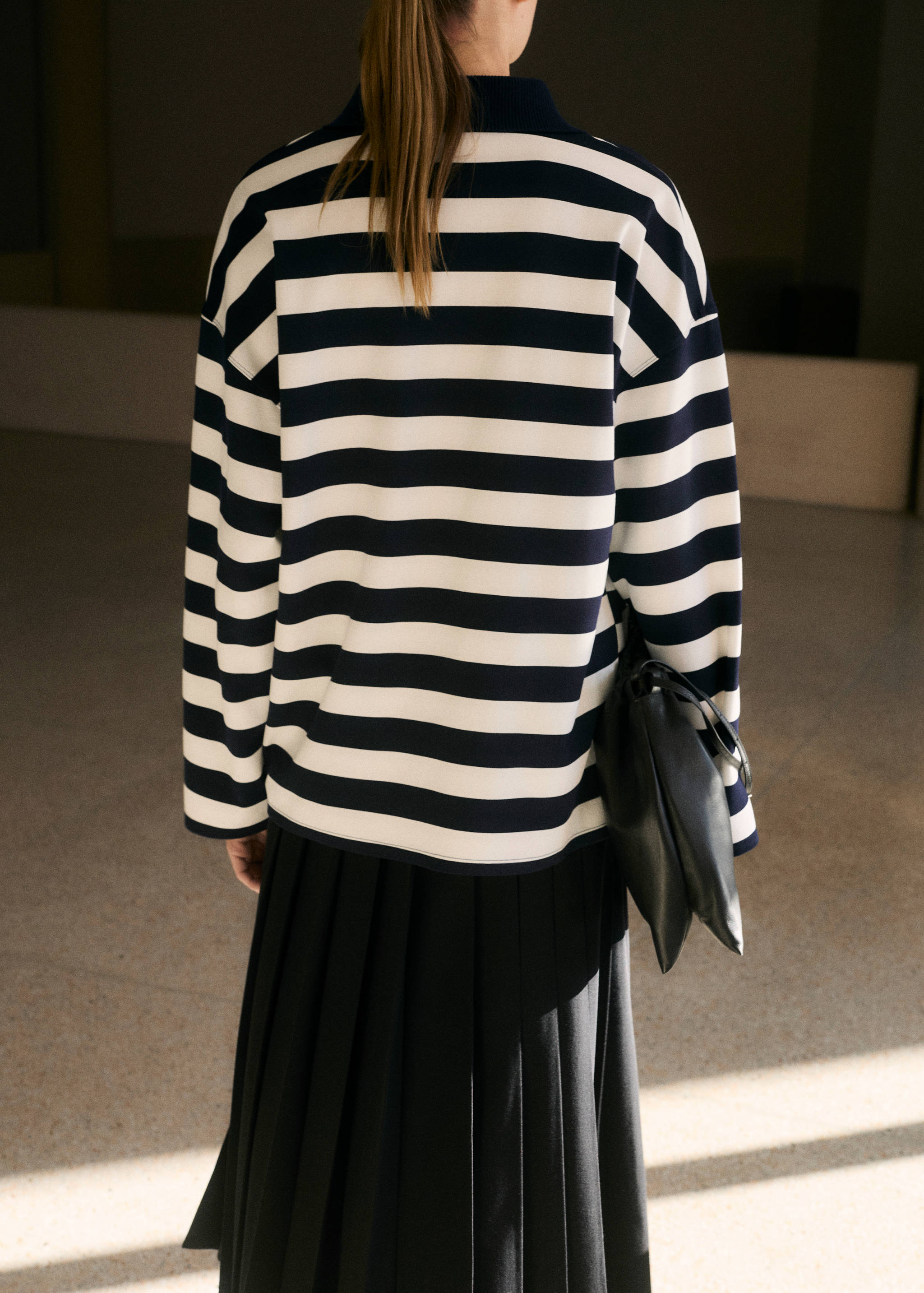 Striped polo-neck sweatshirt - Reverse of the article