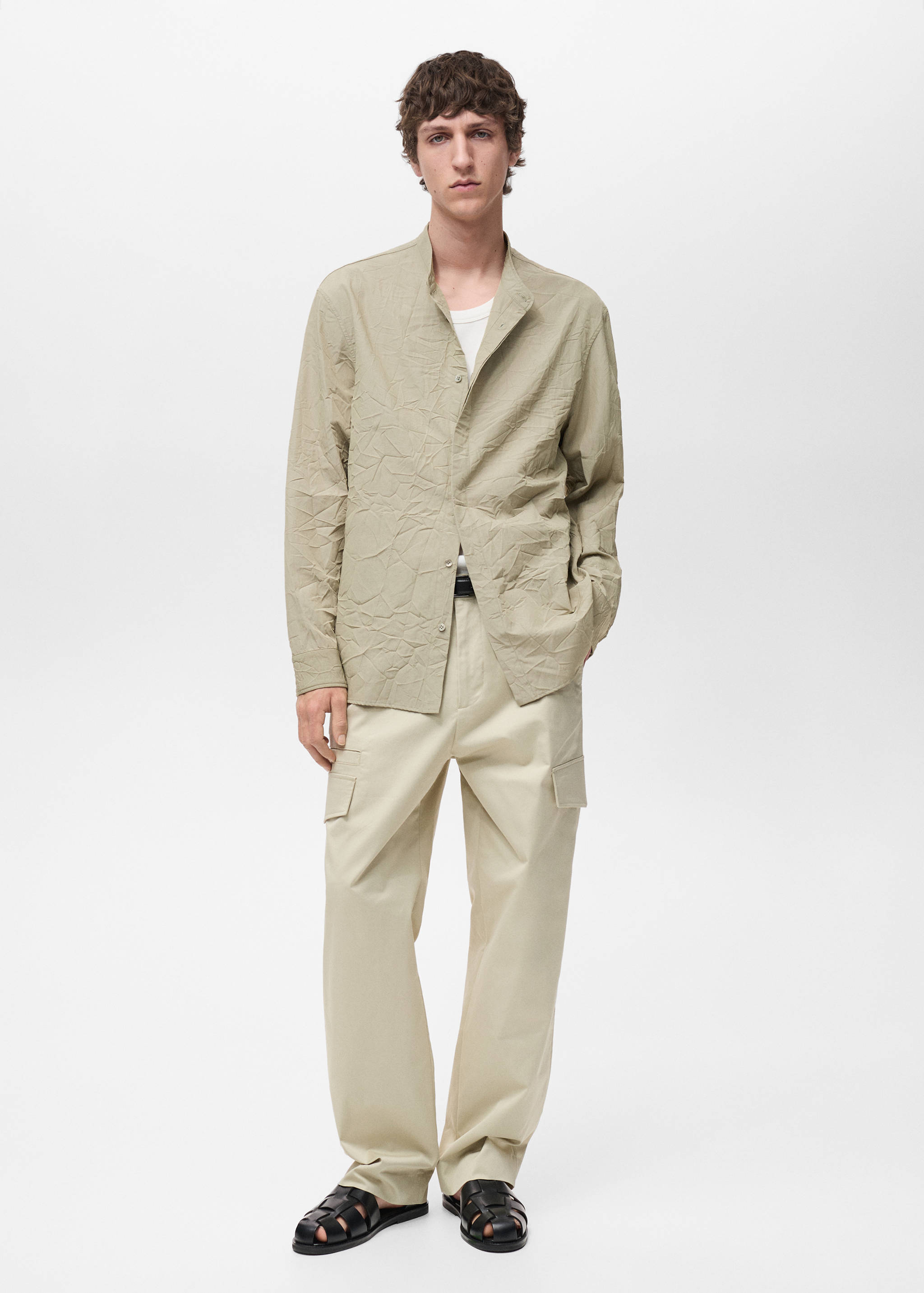 Crew-neck shirt with creased effect - General plane