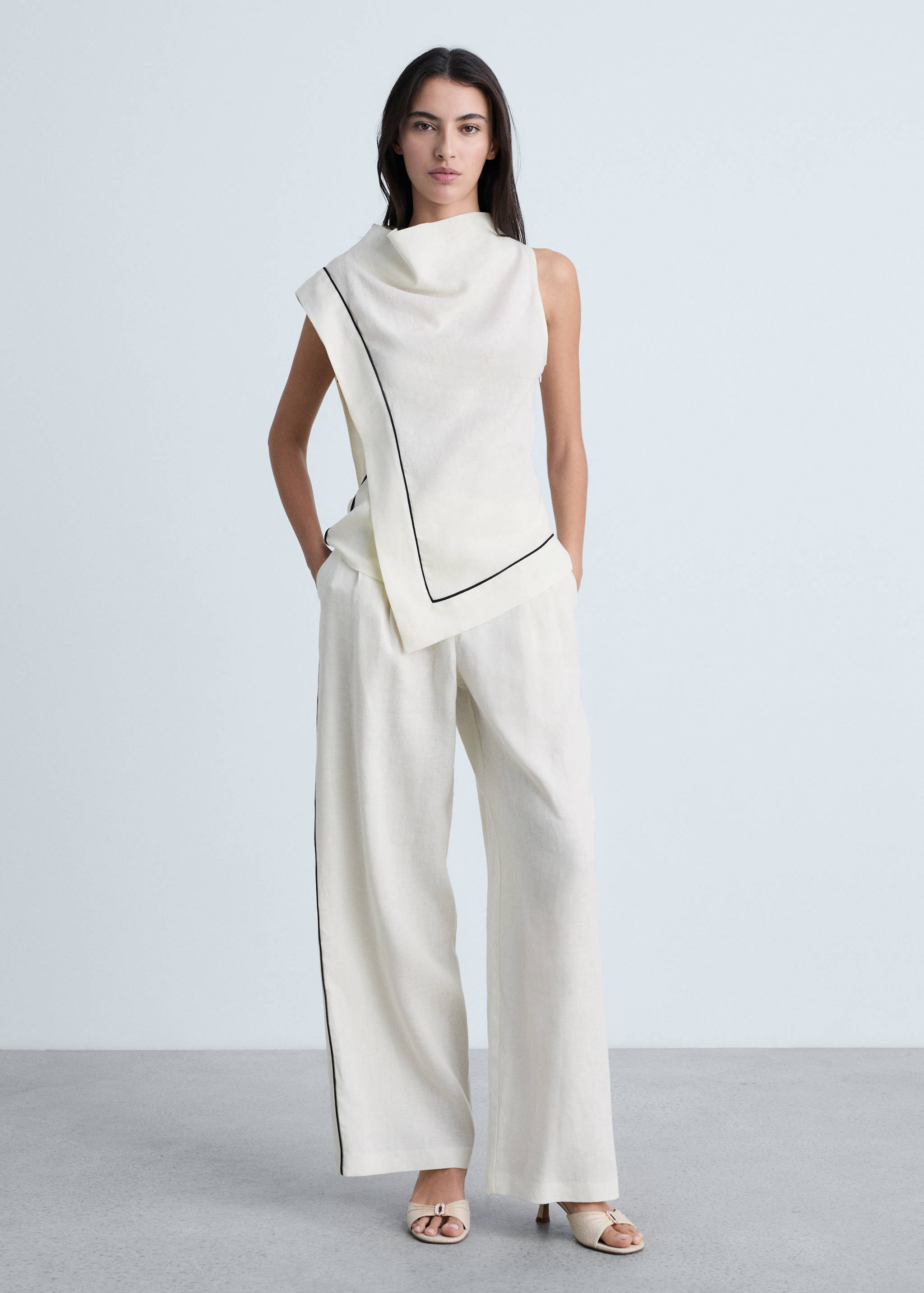 Contrasting-stripe linen blouse - General plane