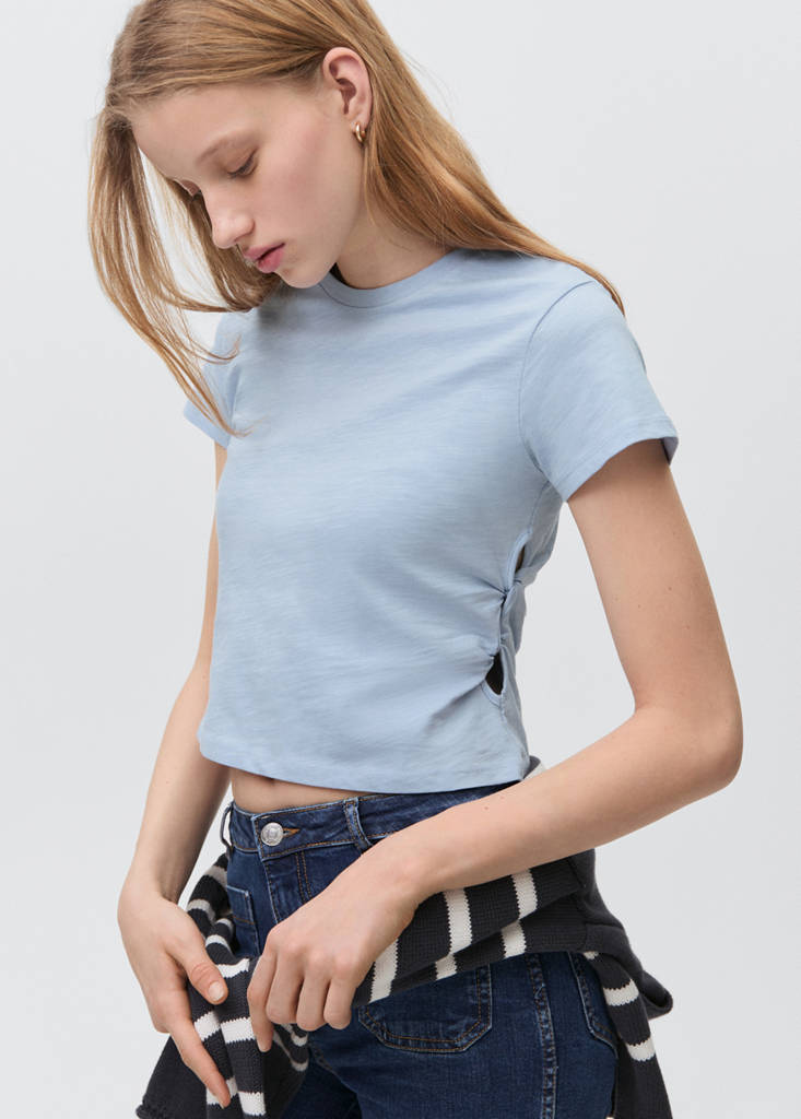 Knot detail T-shirt — Sky Blue