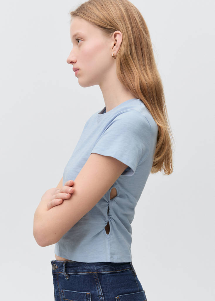 Knot detail T-shirt — Sky Blue