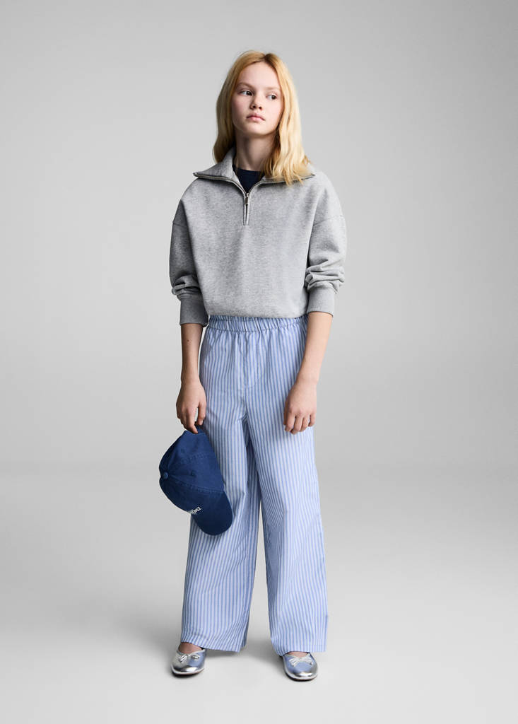 Striped cotton trousers — Blue