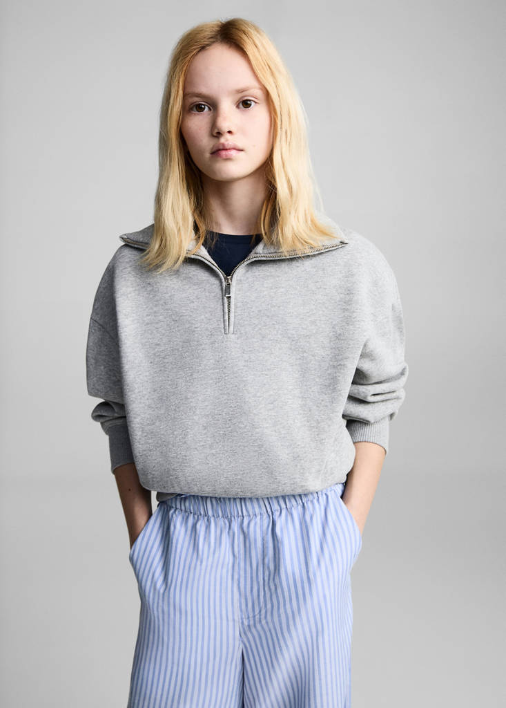 Striped cotton trousers — Blue