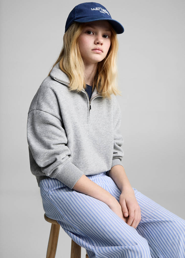 Striped cotton trousers — Blue